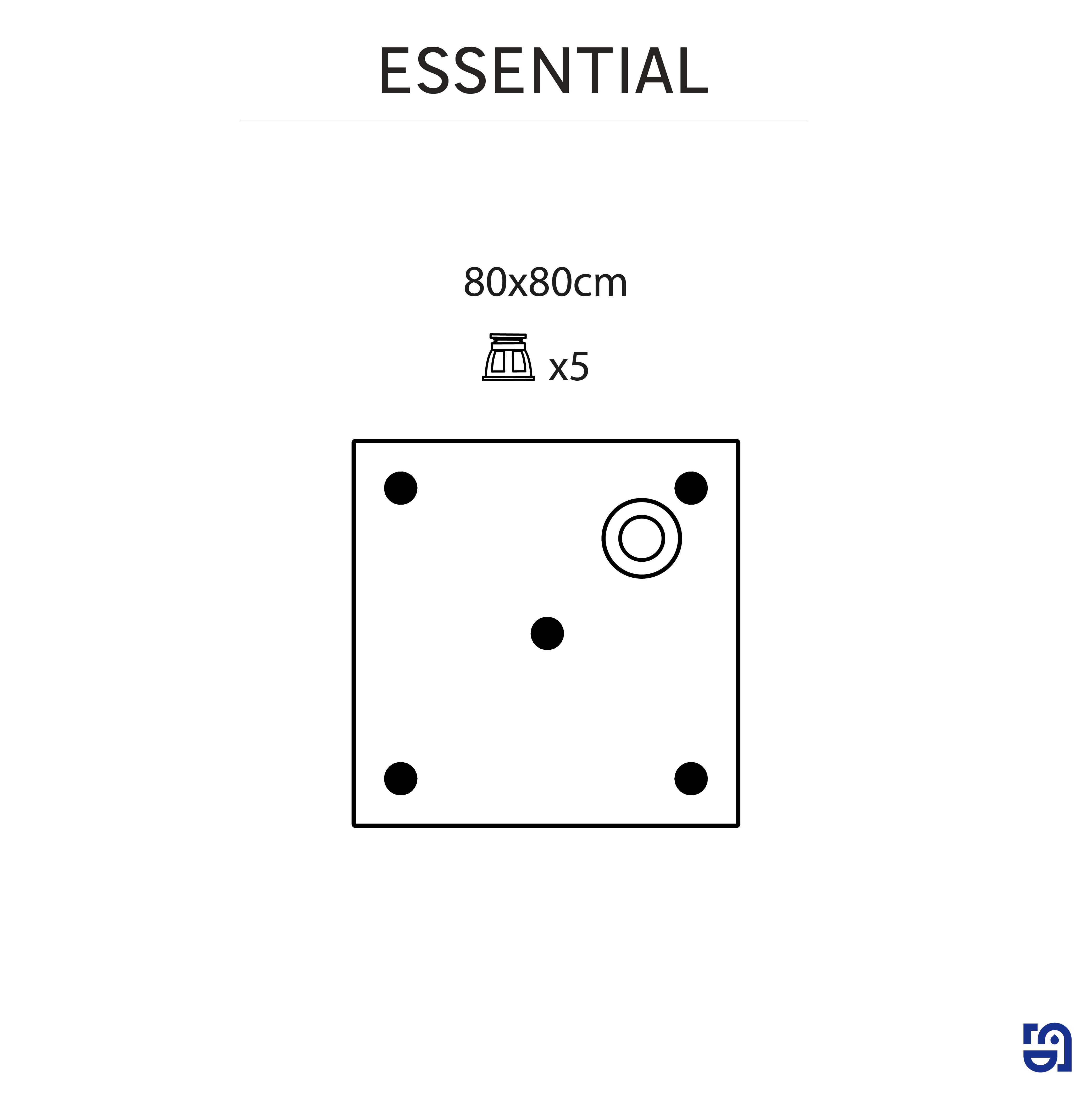 Base de duche 80x80 cm branco Sensea Essential - 7