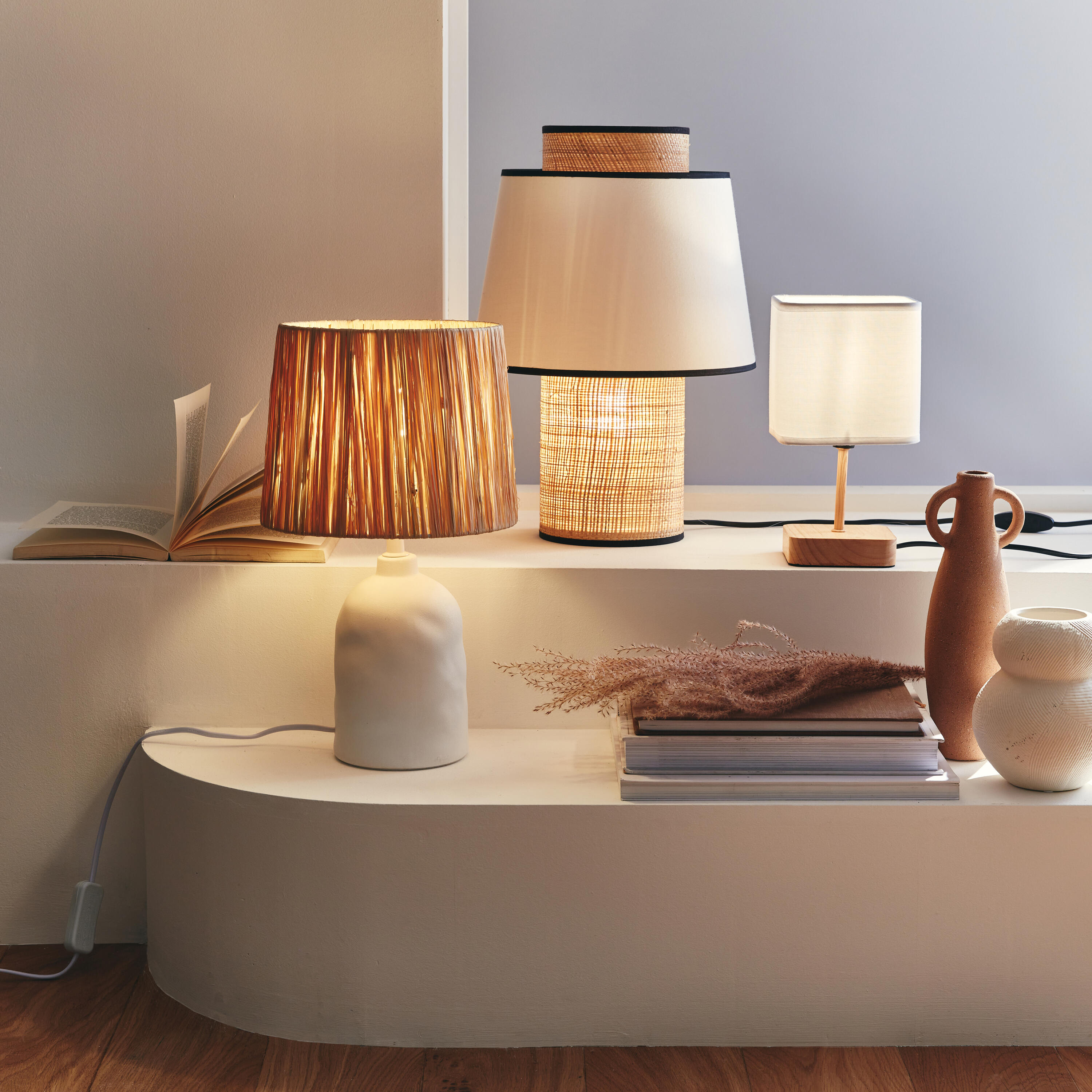 Lampa stołowa Bomoa biała raffia E27 Inspire - 15