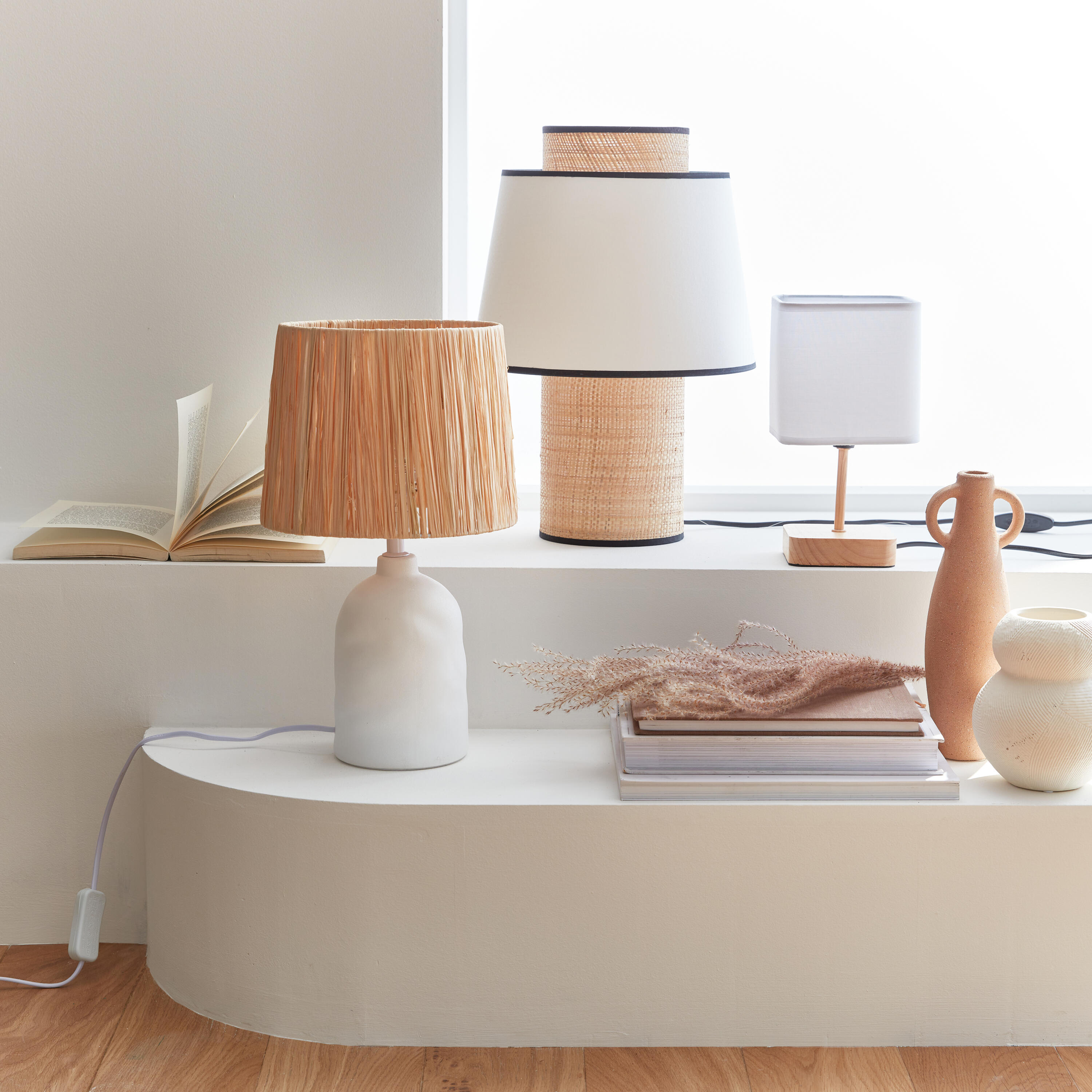 Lampa stołowa Bomoa biała raffia E27 Inspire - 14