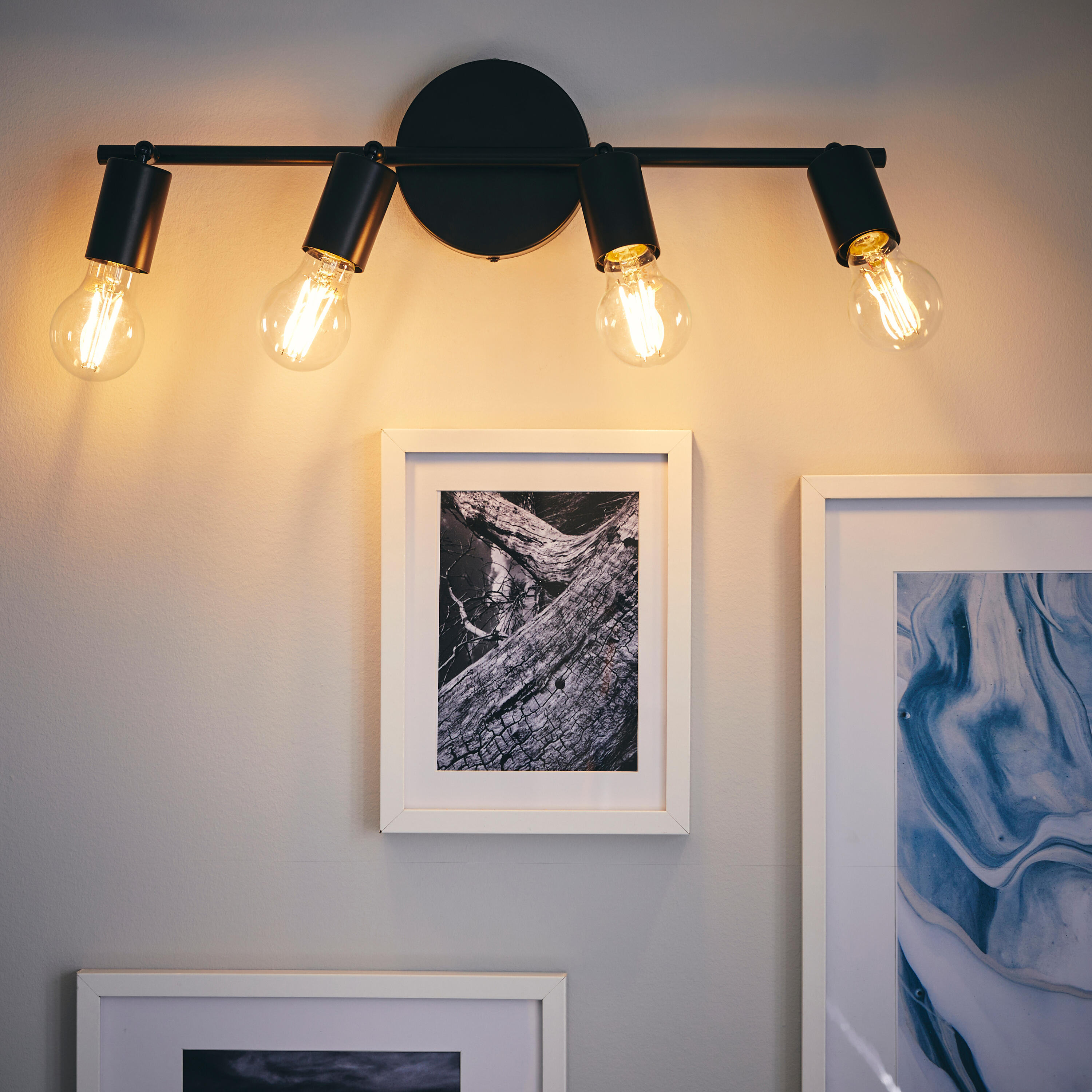 Rampe 4 spots, métal noir, E27, INSPIRE Lina - 4