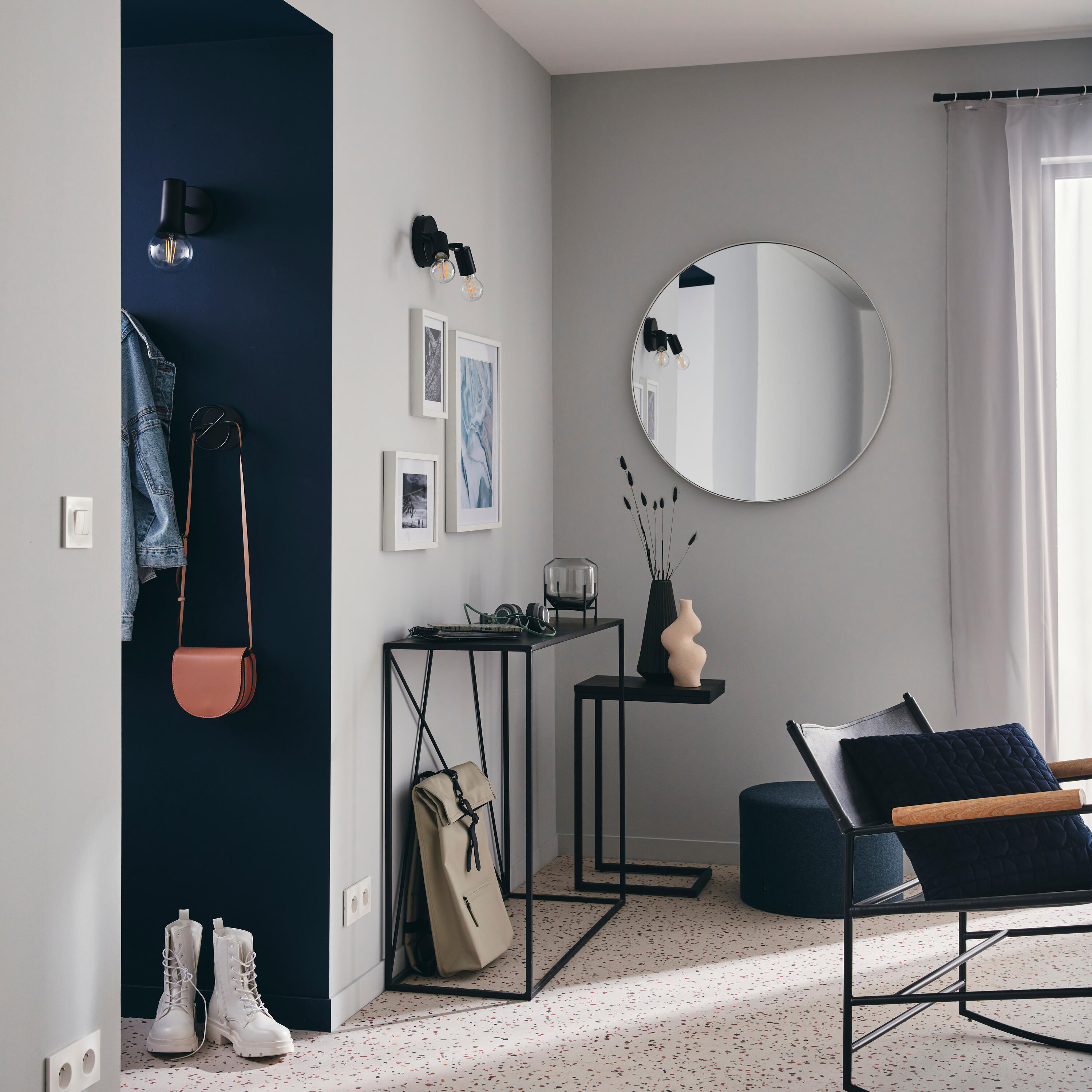 Faretto decorativo senza fonte luminosa LINA in acciaio nero E27 40W INSPIRE 2 luci - 5