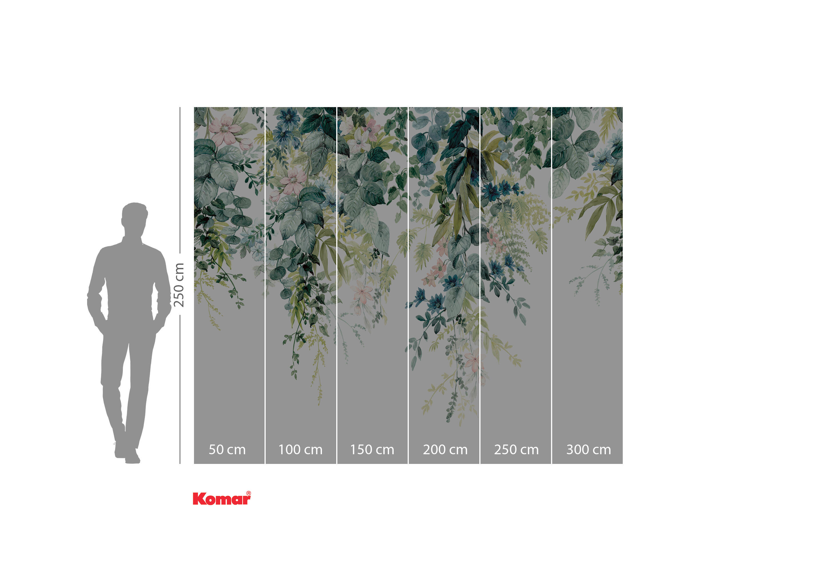 Papier peint panoramique Flower Trendil vert céladon l.300 x H.250 cm - 3