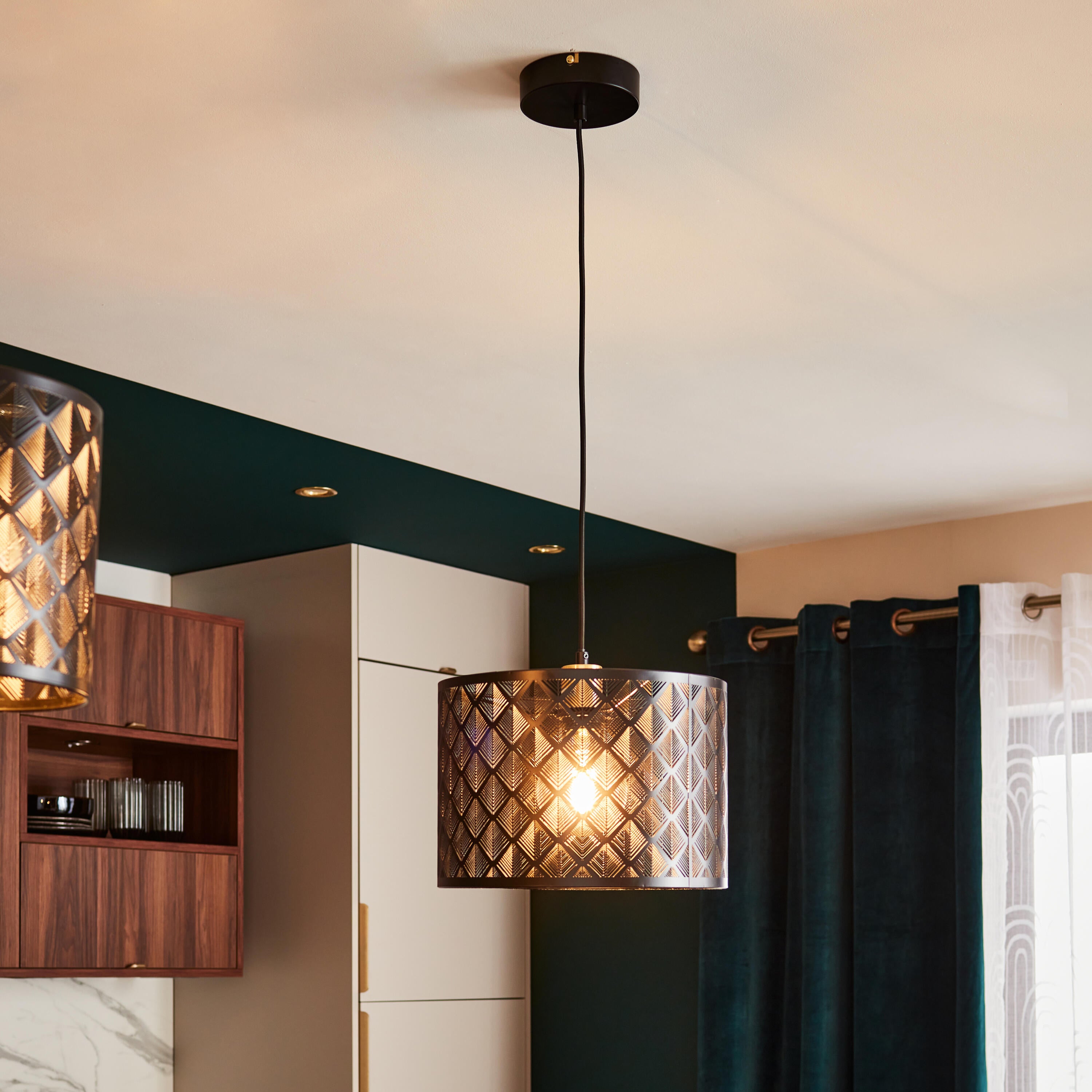 Lampa wisząca Galati czarna E27 szer. 30 cm Inspire - 7