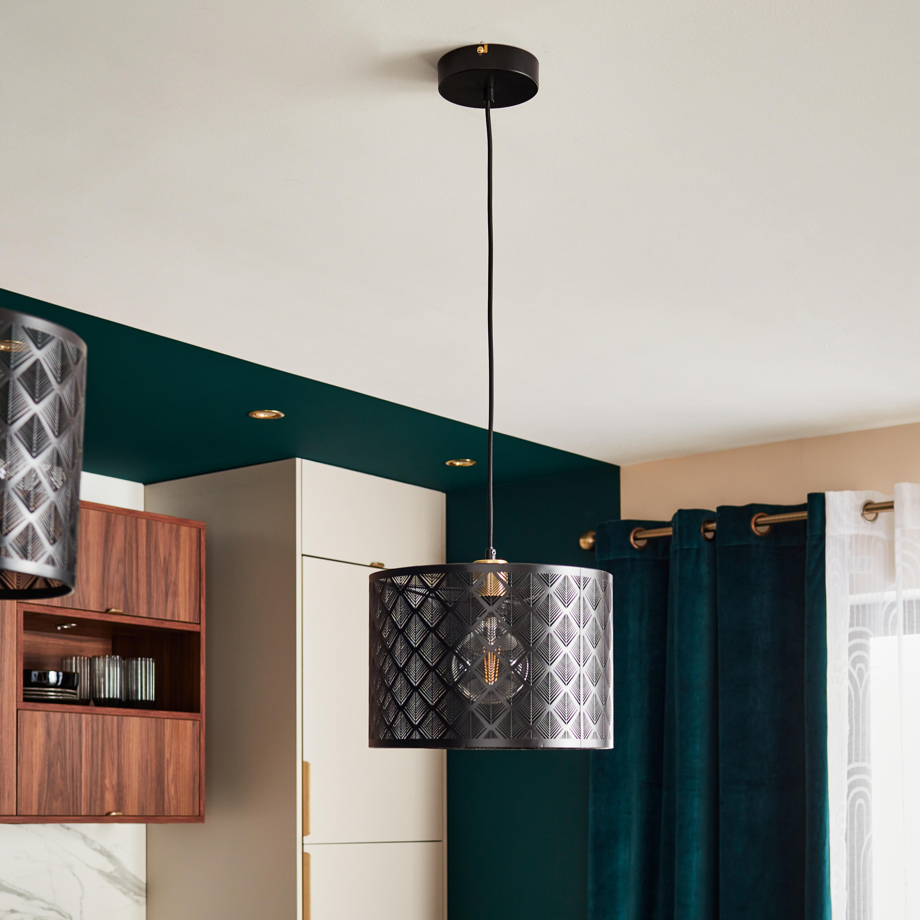 Lampa wisząca Galati czarna E27 szer. 30 cm Inspire - 6