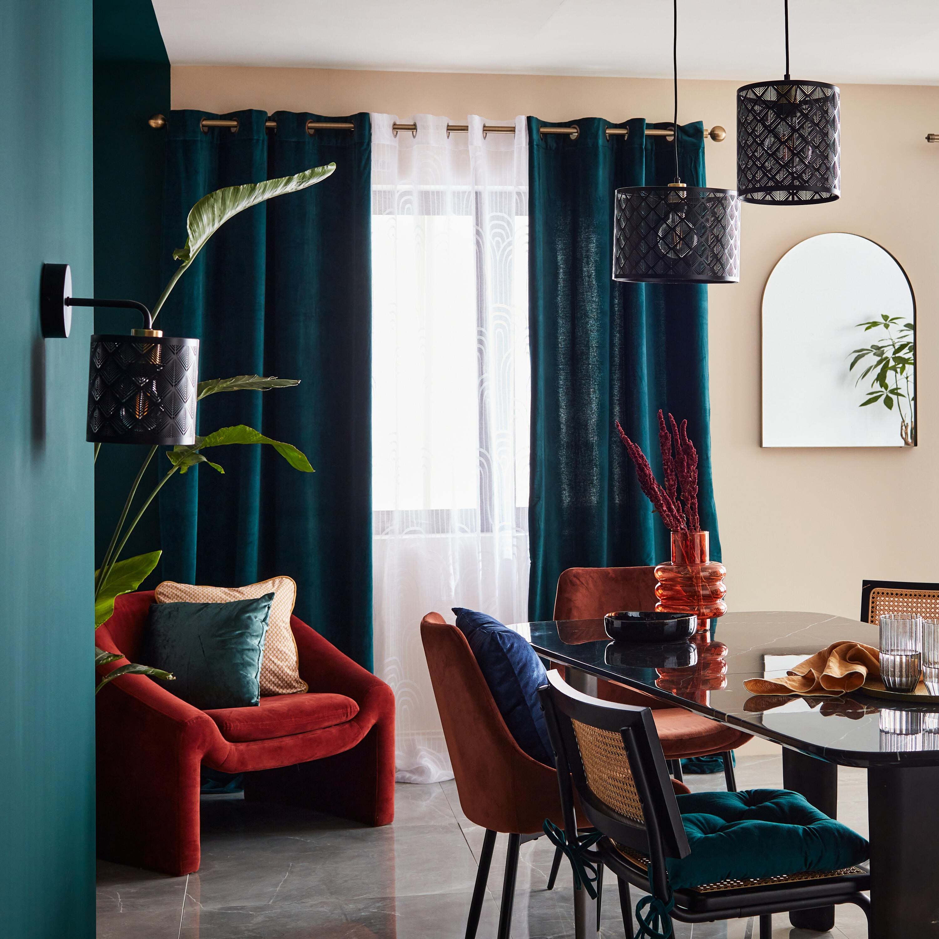 Lampa wisząca Galati czarna E27 szer. 20 cm Inspire - 7