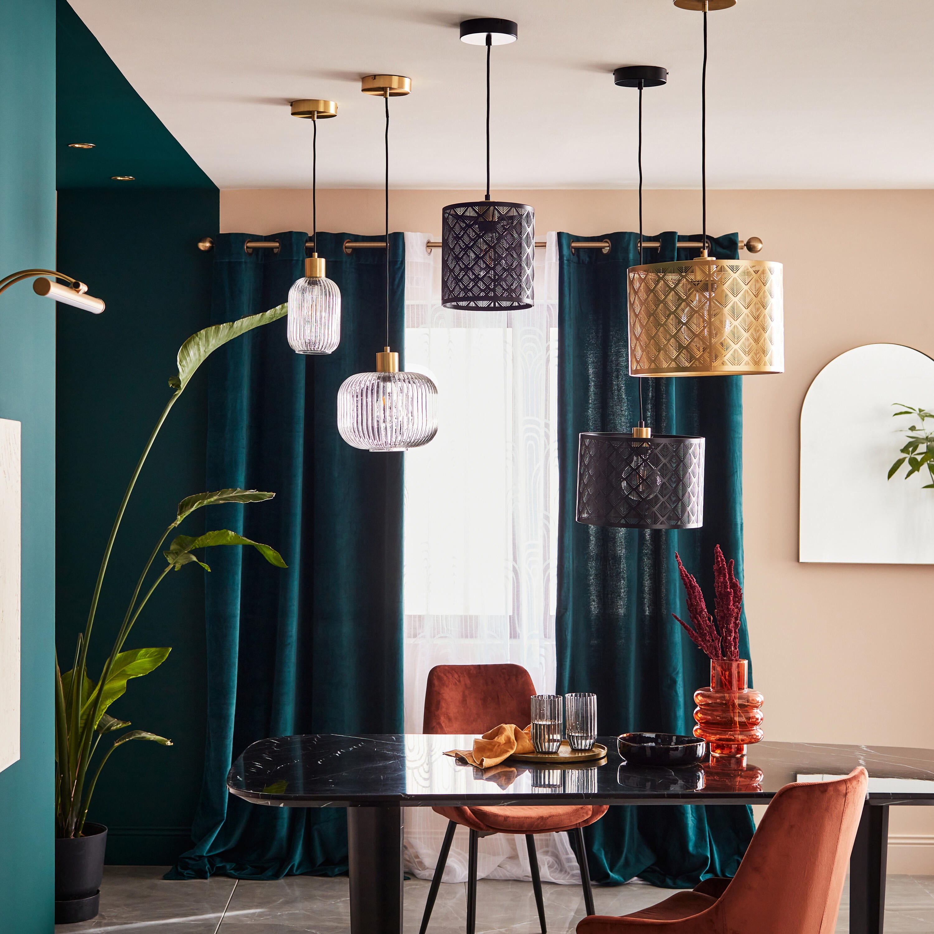 Lampa wisząca Dipsy szkło E27 szer. 25 cm Inspire - 7