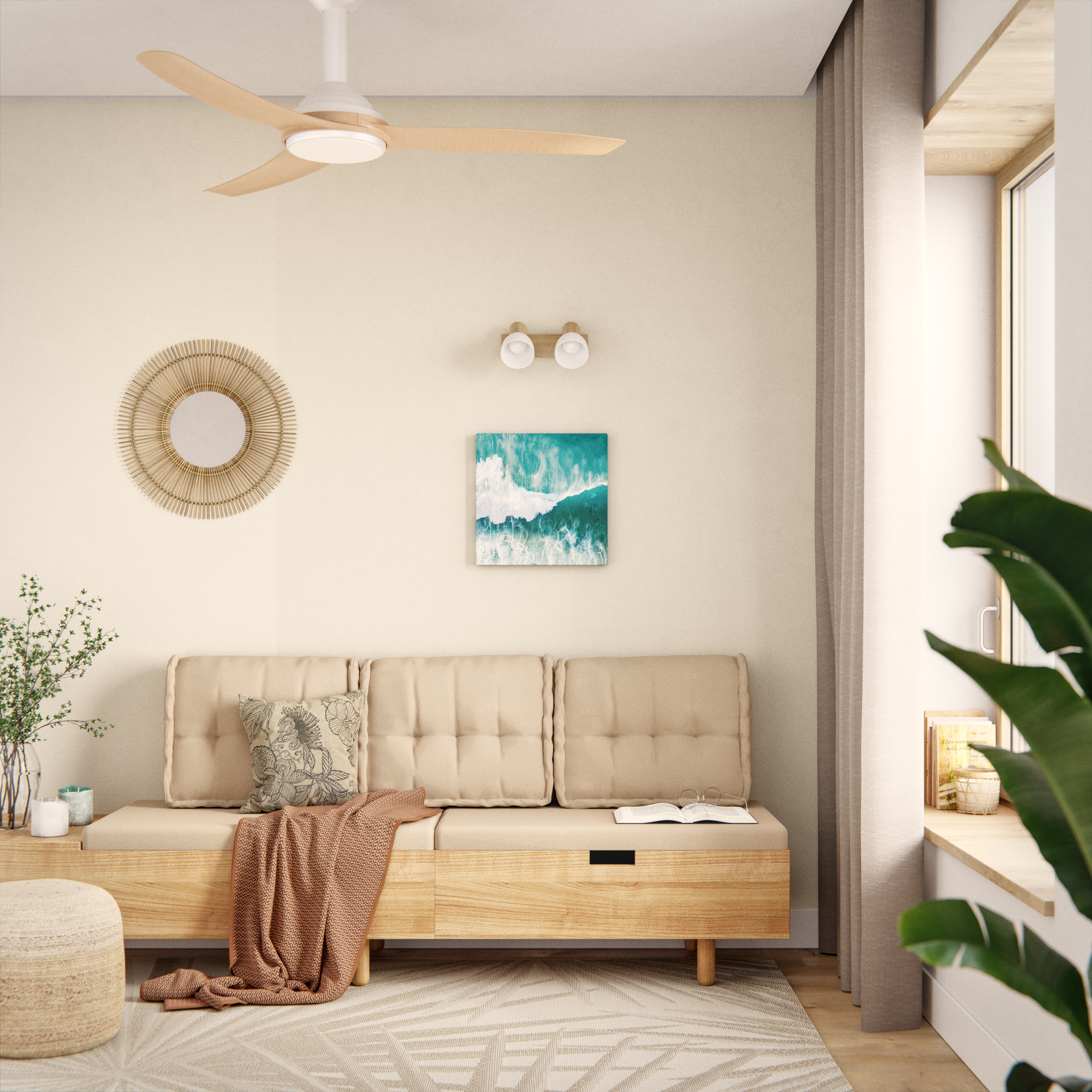 Almofada de encosto Luck 45x60x22cm Inspire bege - 9