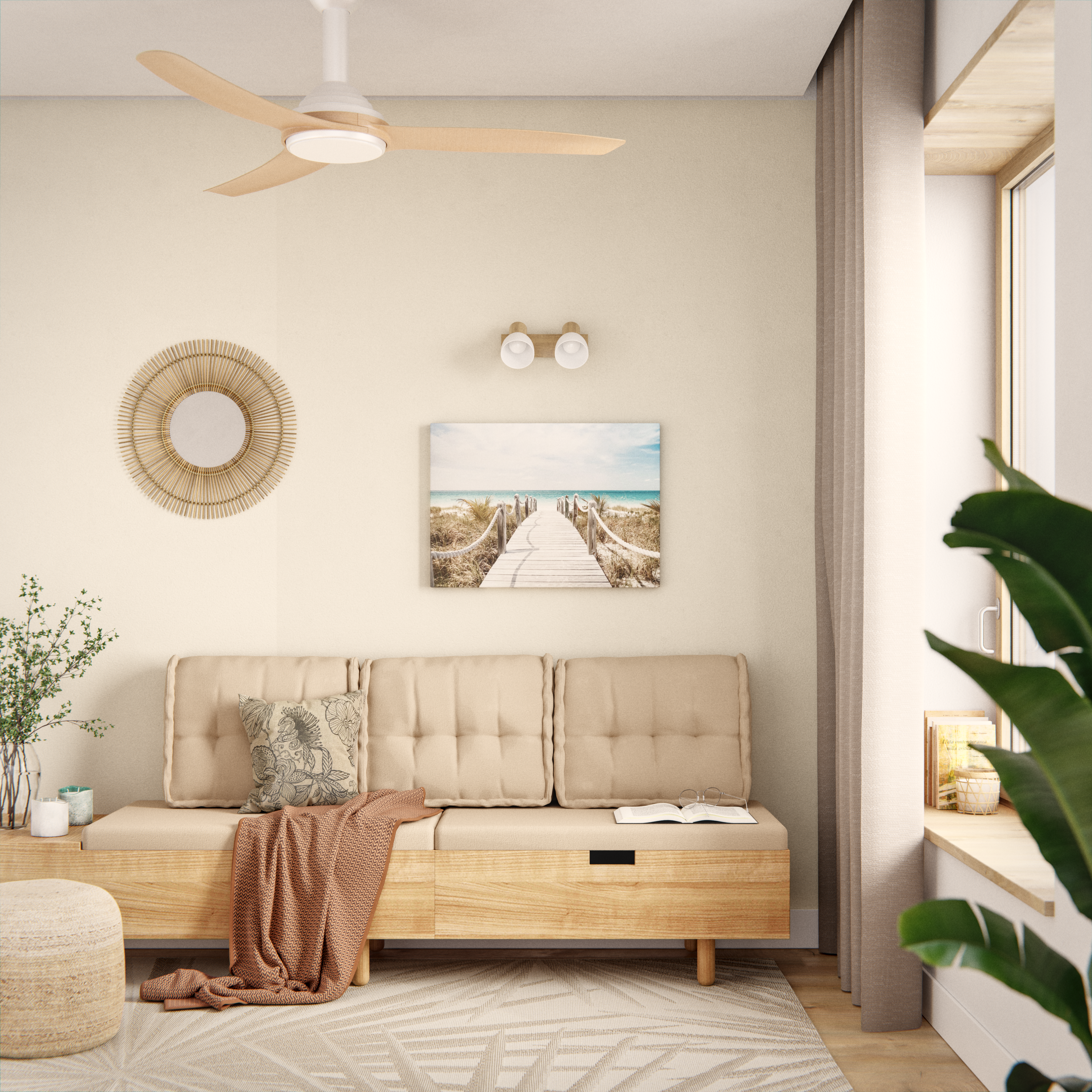 Almofada de encosto Luck 45x60x22cm Inspire bege - 4