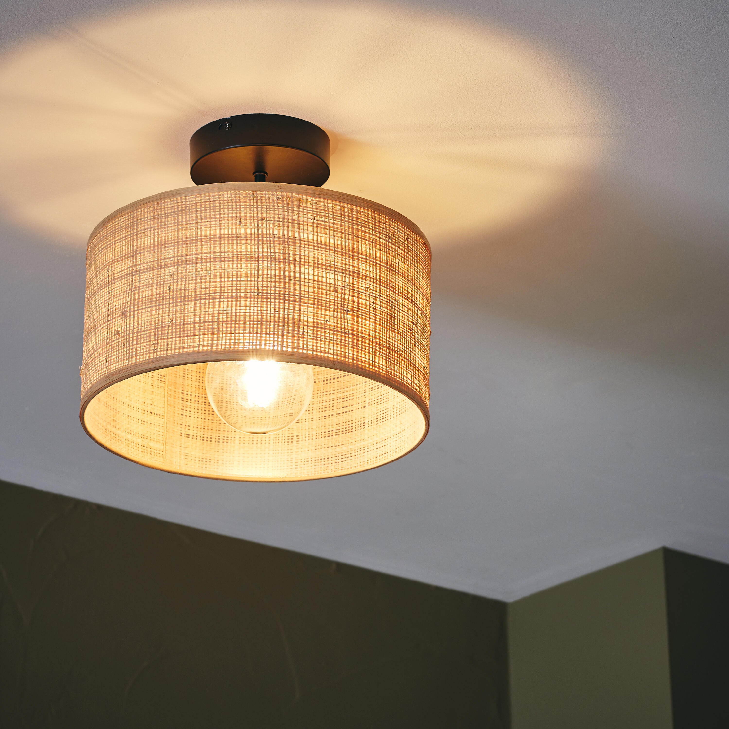 Plafonnier 1 x E27, rotin, Carvi, INSPIRE D.30 cm - 2