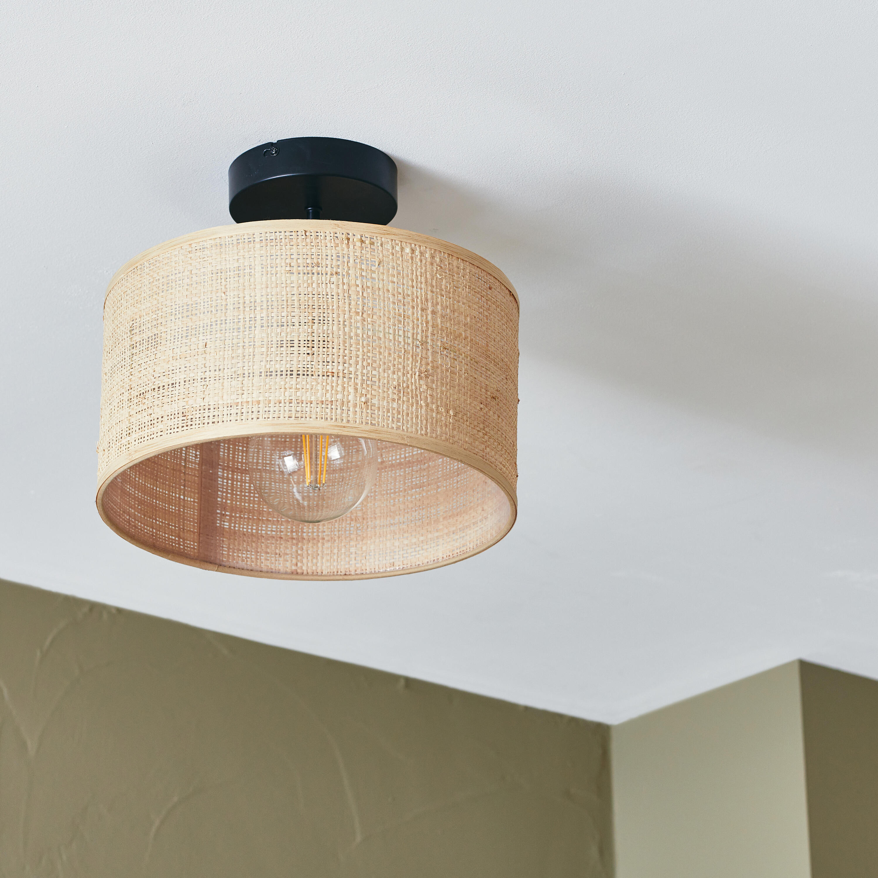 Plafonnier 1 x E27, rotin, Carvi, INSPIRE D.30 cm - 3