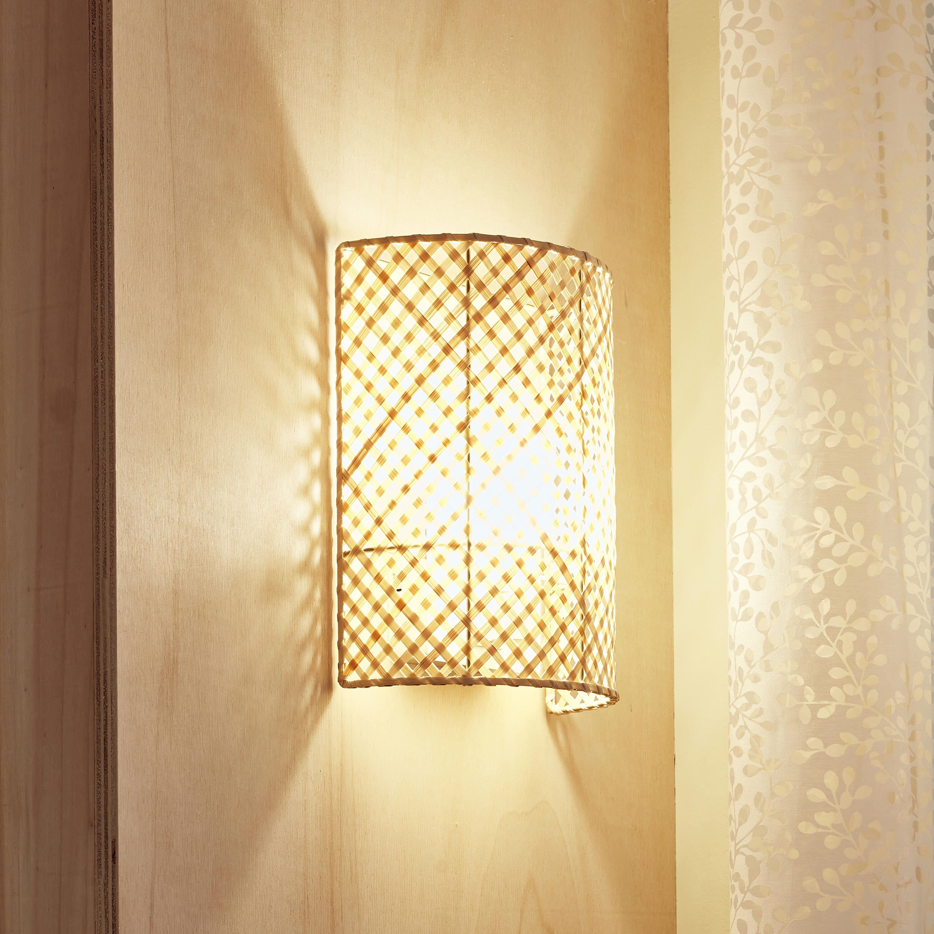 Applique murale E14, fer / bambou, beige, Palanga, INSPIRE - 2