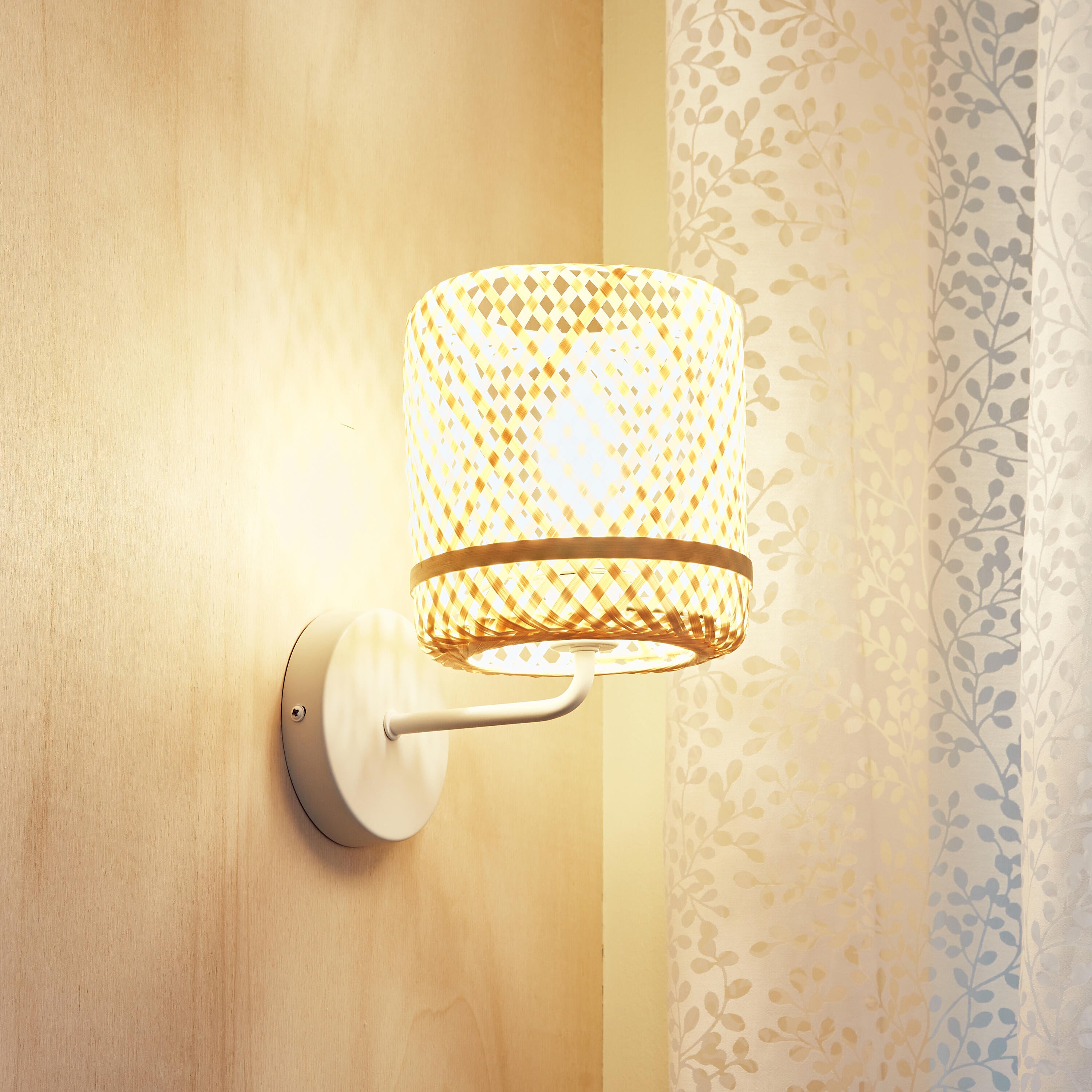 Applique murale E14, fer / bambou, beige, Palanga, INSPIRE - 3