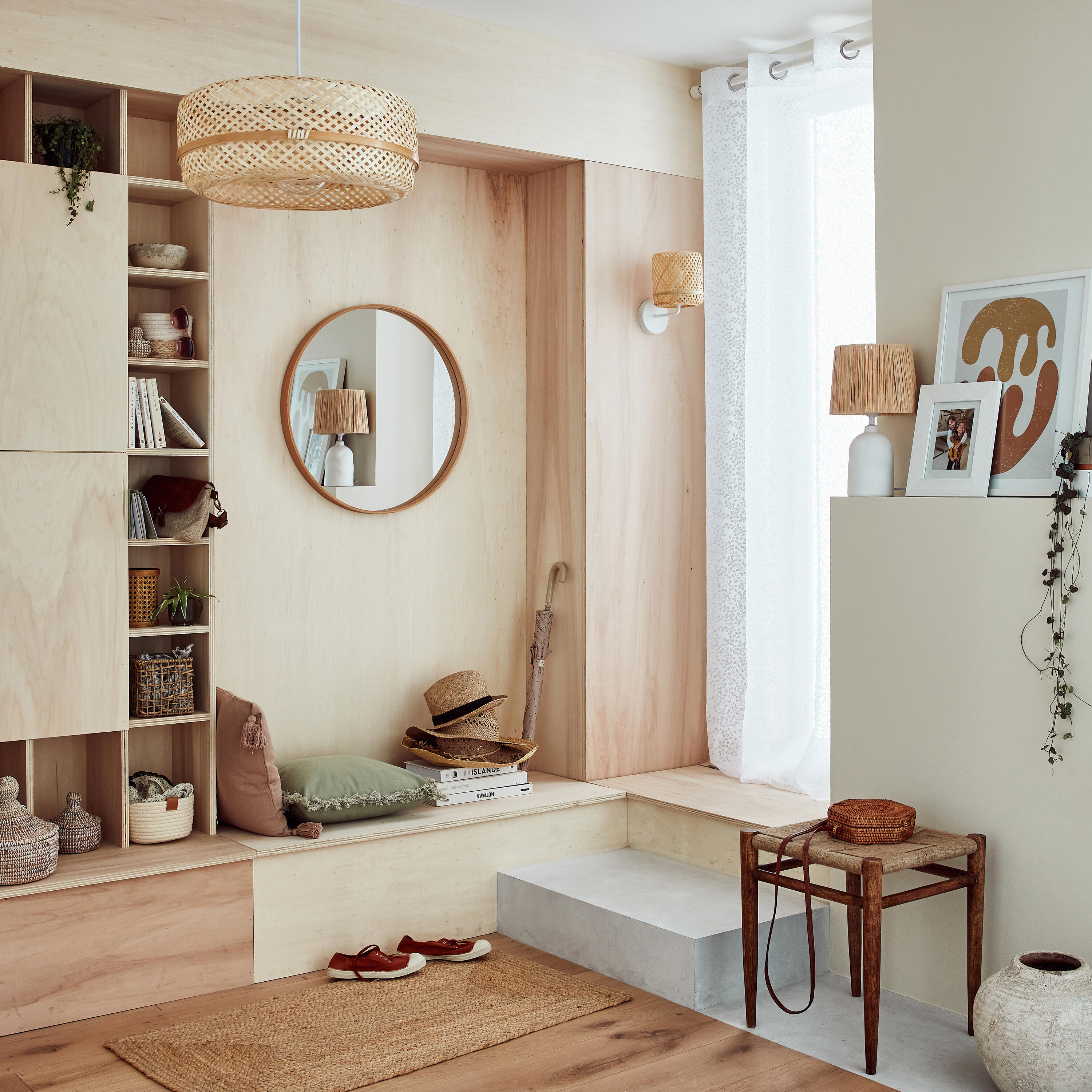 Lustro okrągłe Nordik Frene brązowe śr. 60 cm w drewnianej ramie Inspire - 4