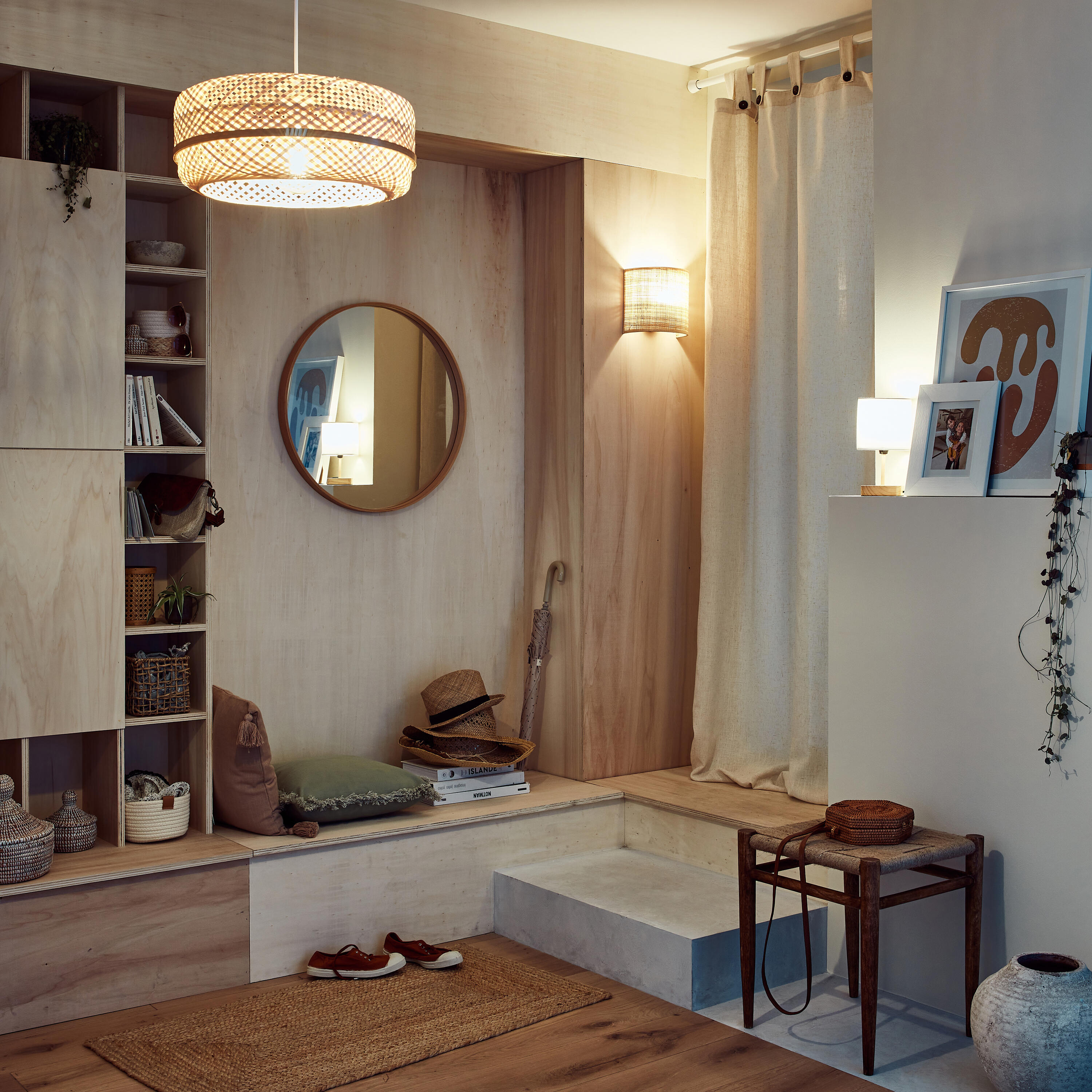 Lustro okrągłe Nordik Frene brązowe śr. 60 cm w drewnianej ramie Inspire - 14