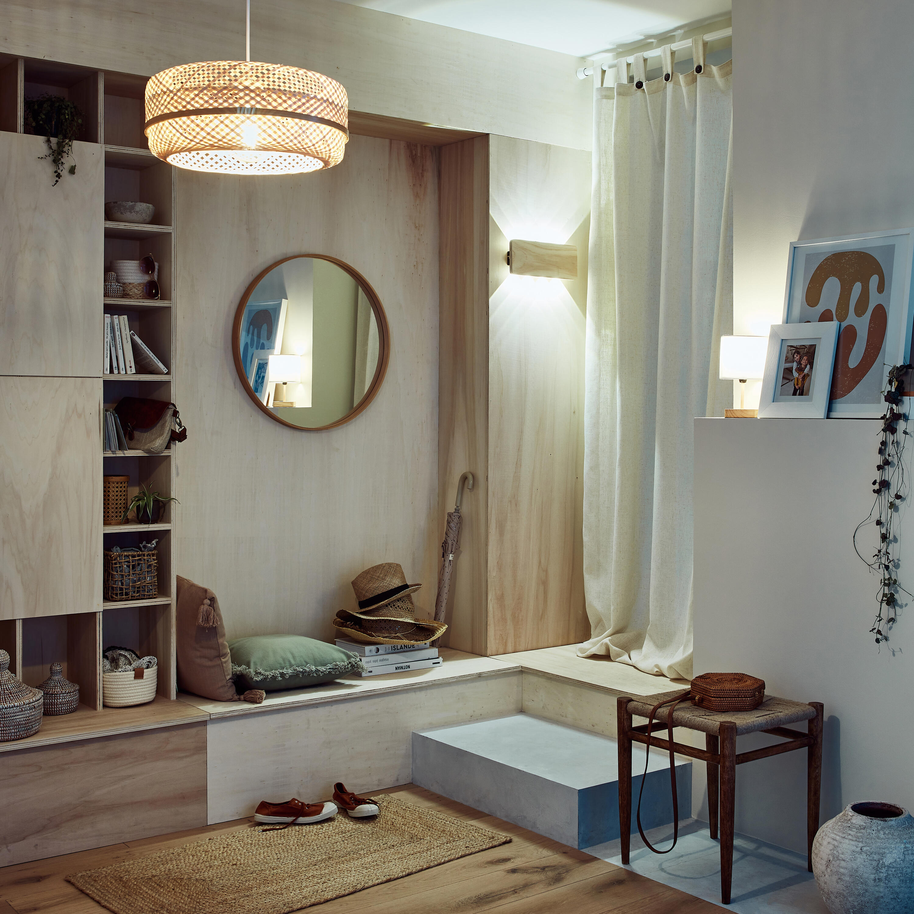 Lustro okrągłe Nordik Frene brązowe śr. 60 cm w drewnianej ramie Inspire - 16