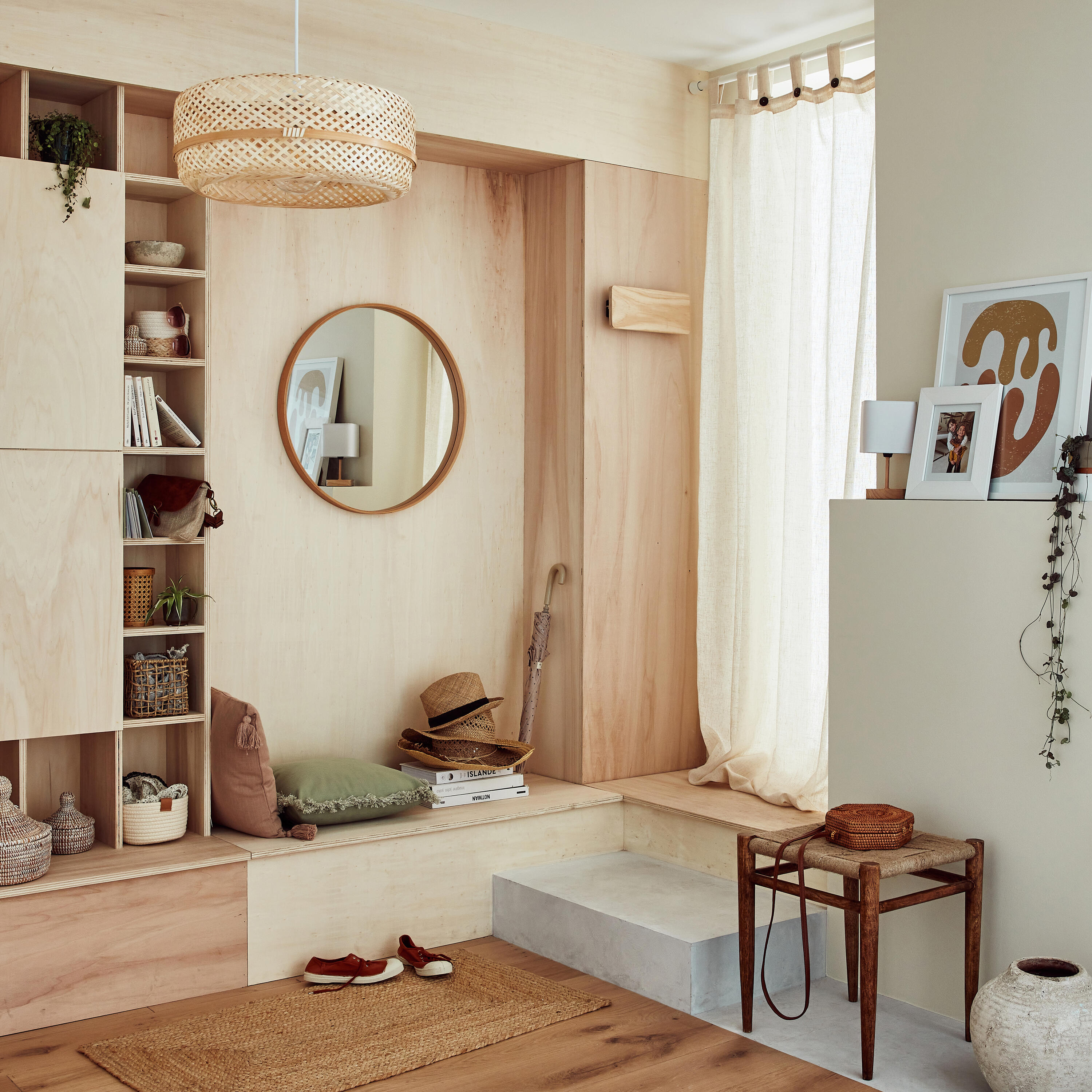 Lustro okrągłe Nordik Frene brązowe śr. 60 cm w drewnianej ramie Inspire - 13