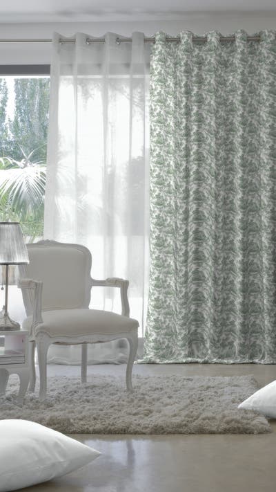 Panel de cortina de lino con tapa de pestañas cortinas gris -  España