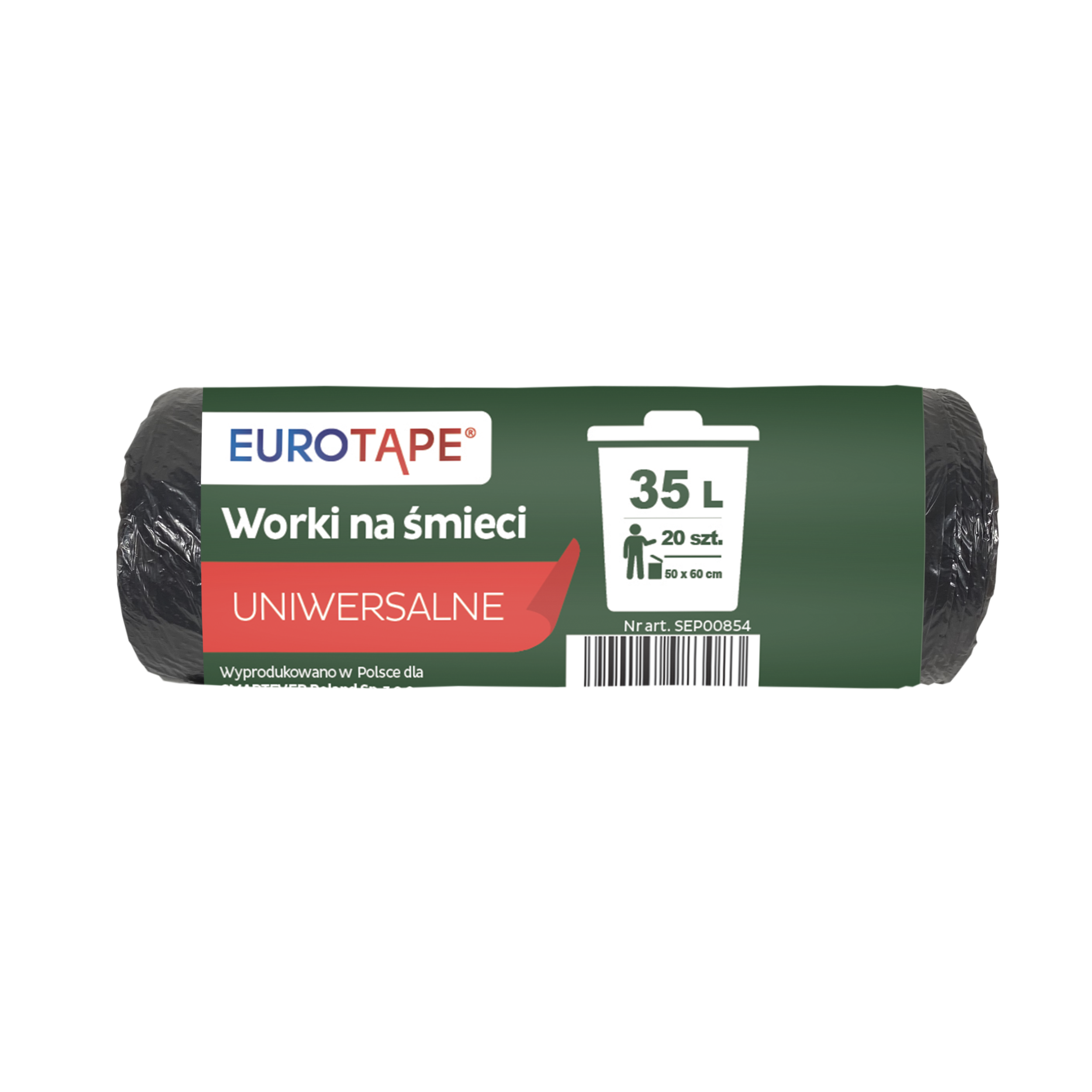 Worki na śmieci 35 l 20 szt. Czarne Eurotape