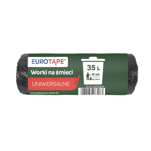 Worki na śmieci 35 l 20 szt. Czarne Eurotape