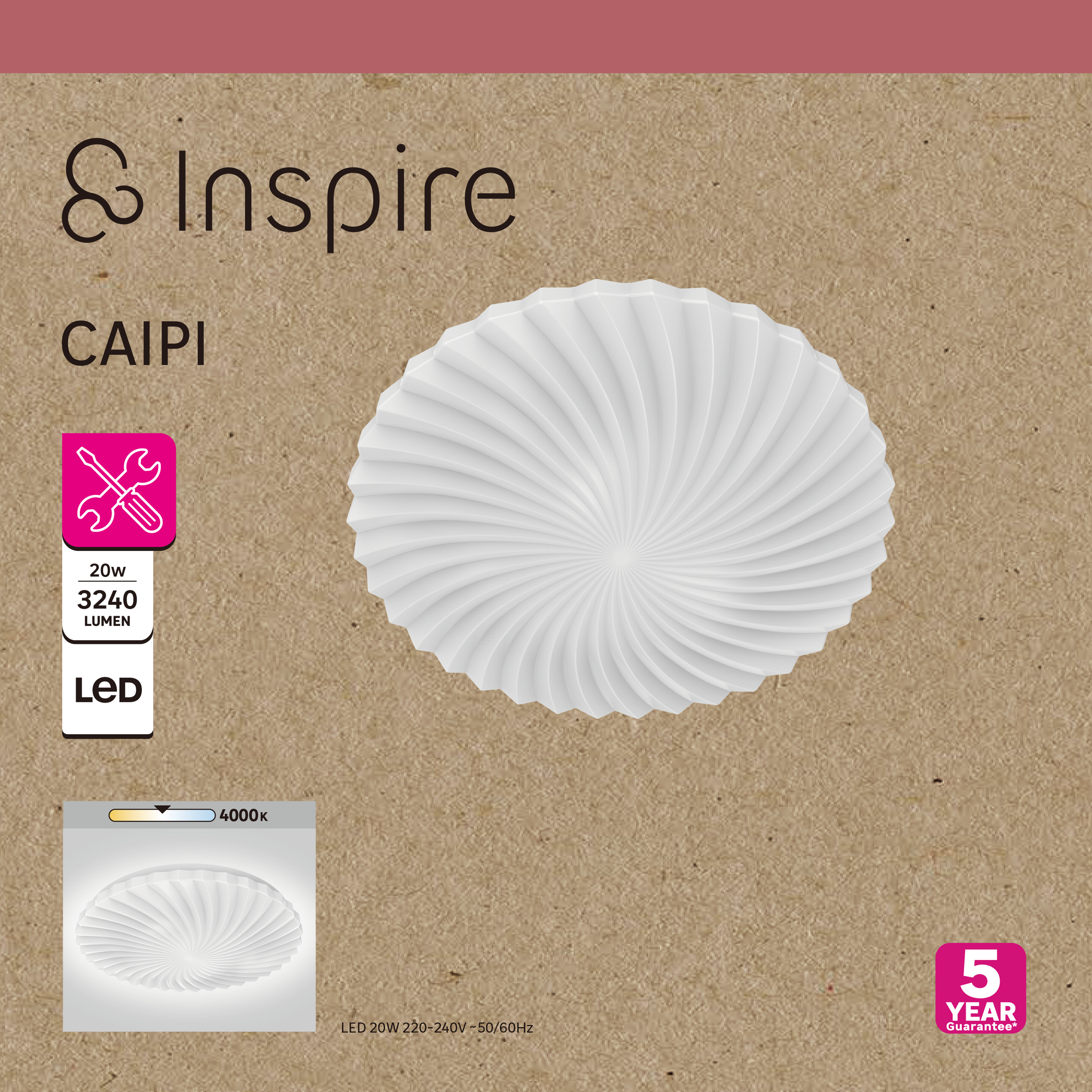 Plafon Caipi 38 cm 3240 lm biały LED Inspire - 6