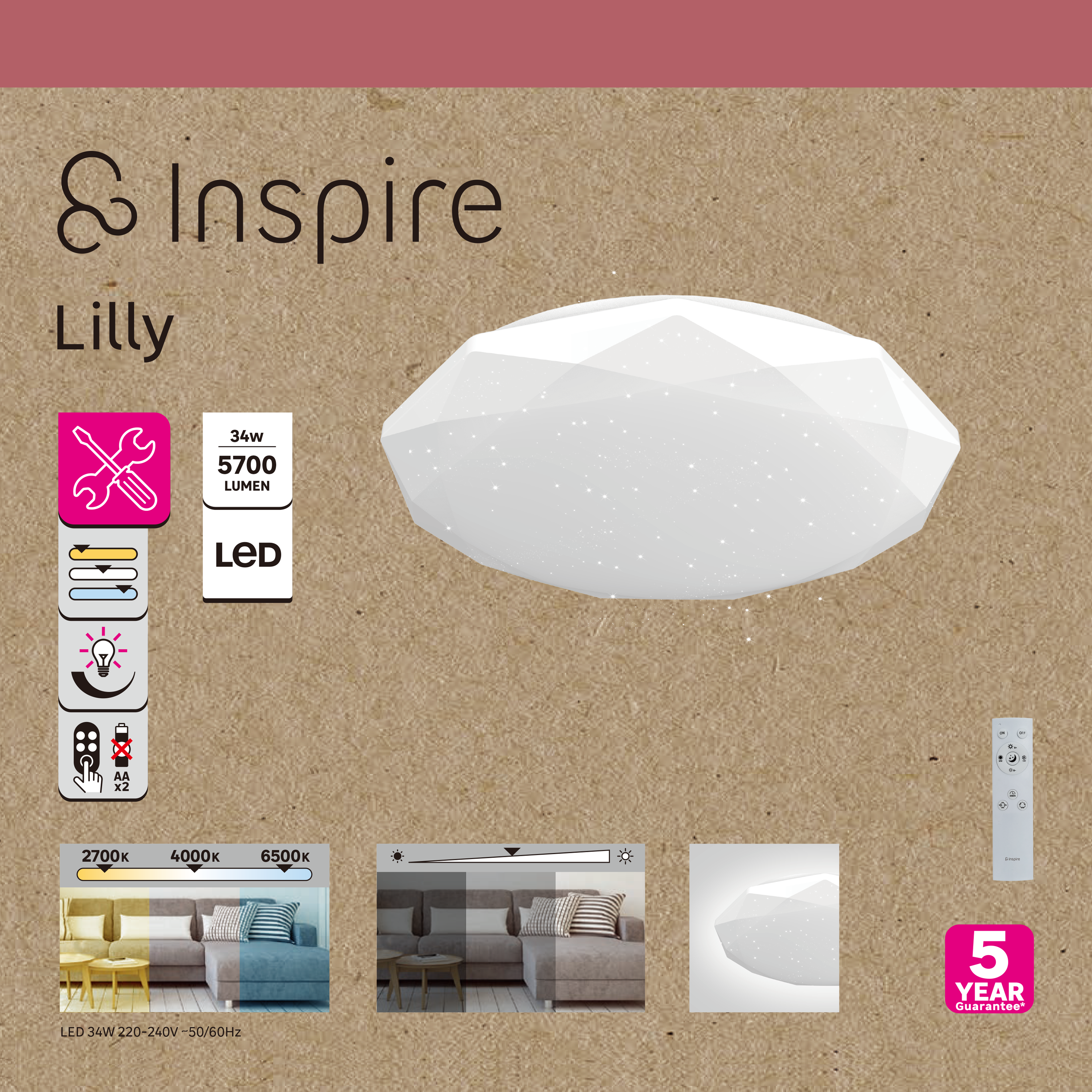 Candeeiro de teto 5700lm D60cm ferro Inspire - 10