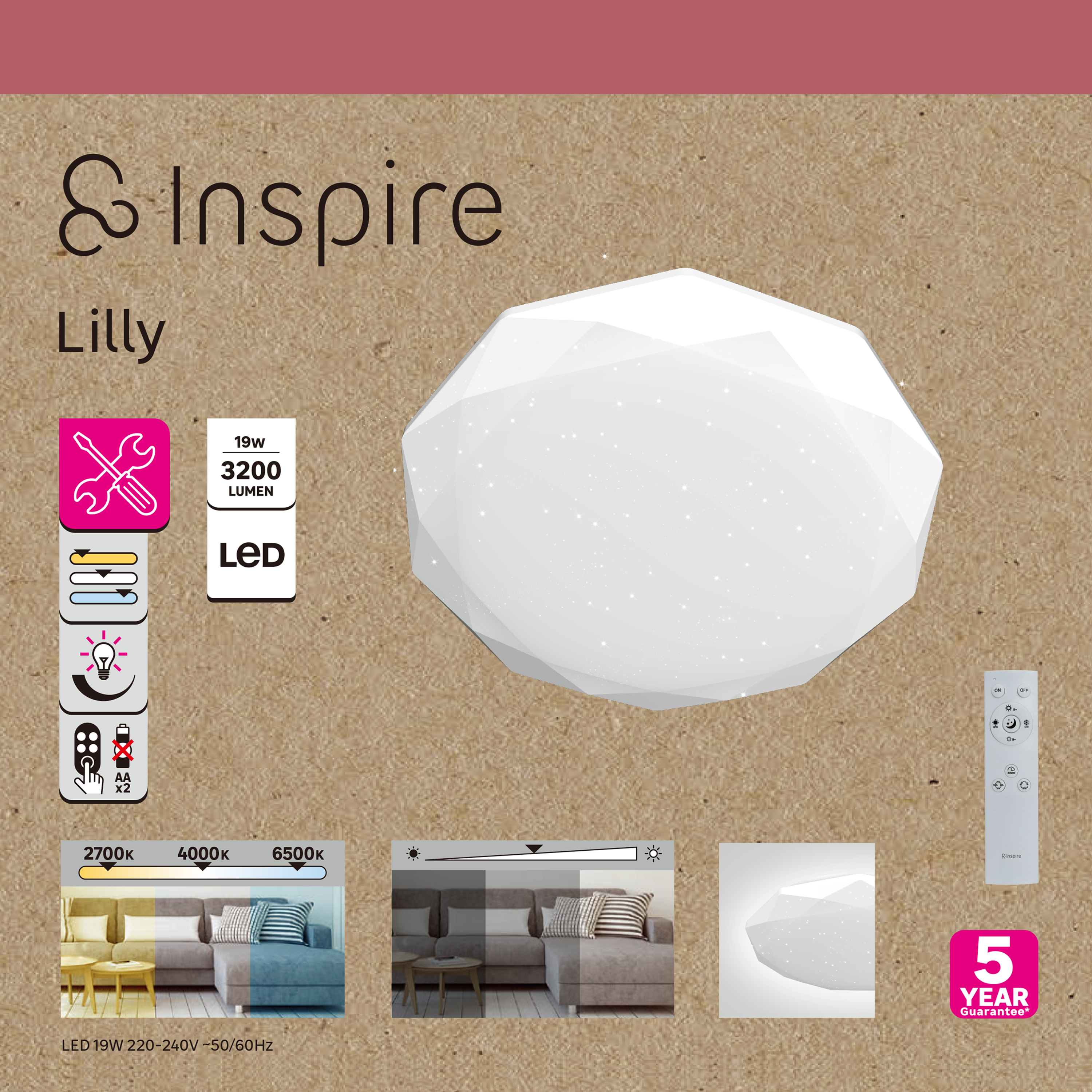 Plafon Lilly biały śr. 35 cm LED Inspire - 8