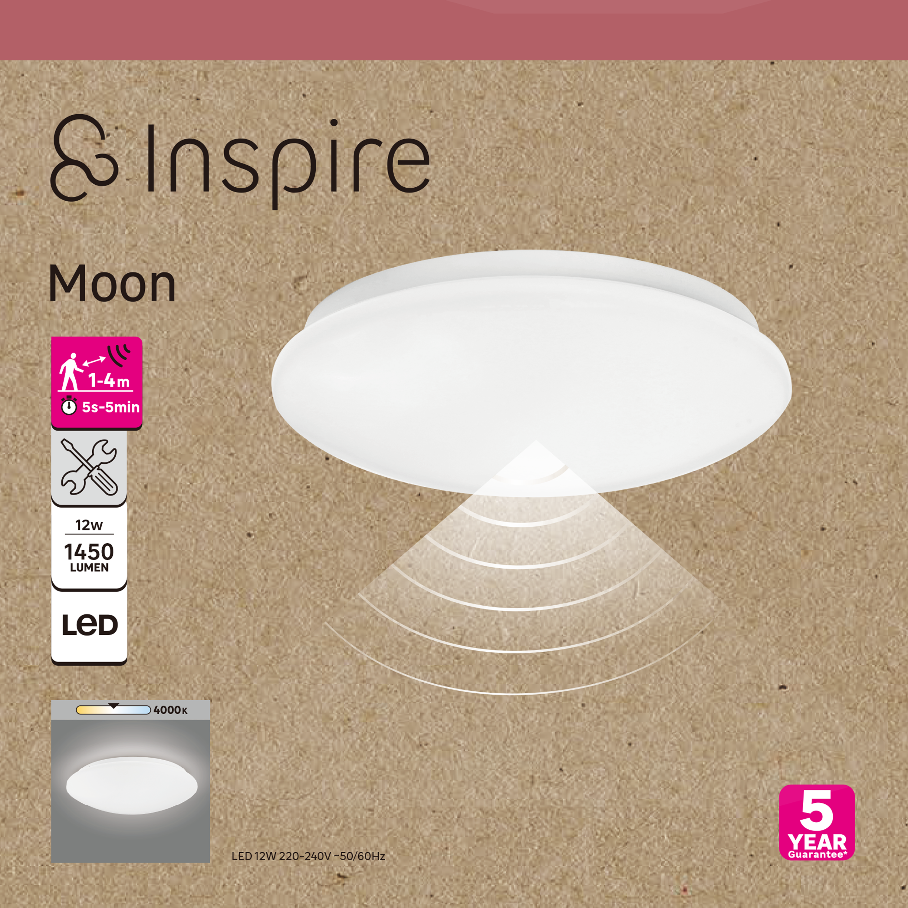 Plafon Moon 25 cm biały z czujnikiem ruchu 1450 lm LED Inspire - 7