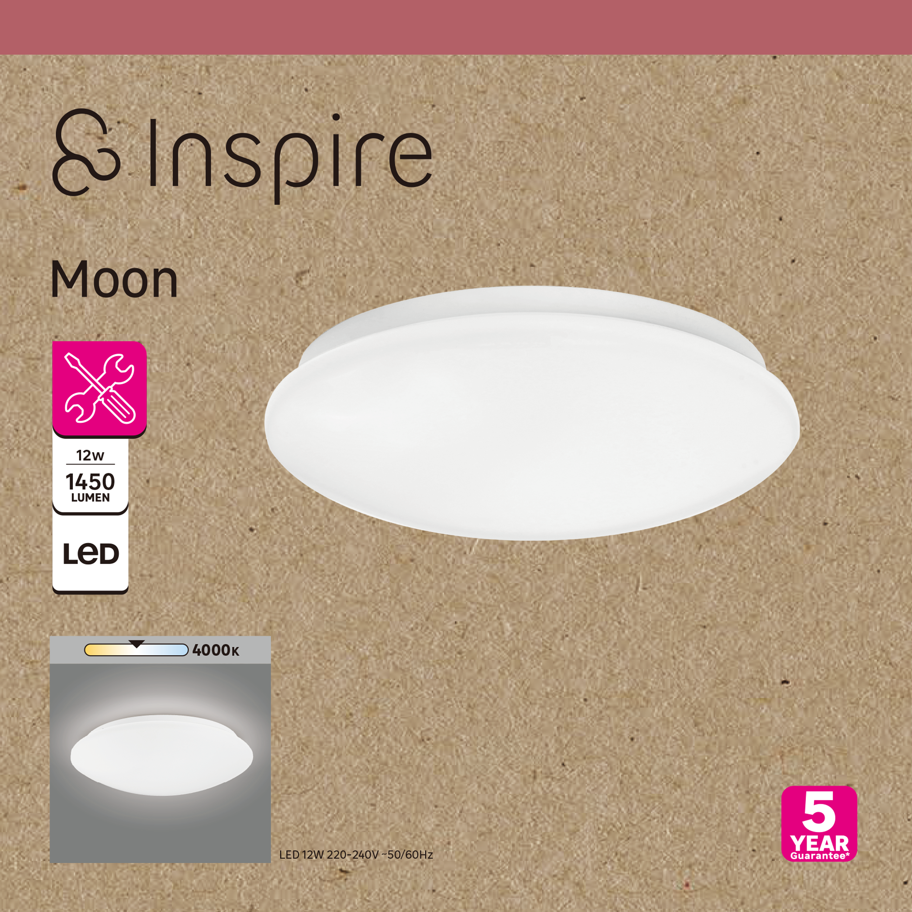 Candeeiro de teto led INSPIRE MOON 1450lm branco - 7