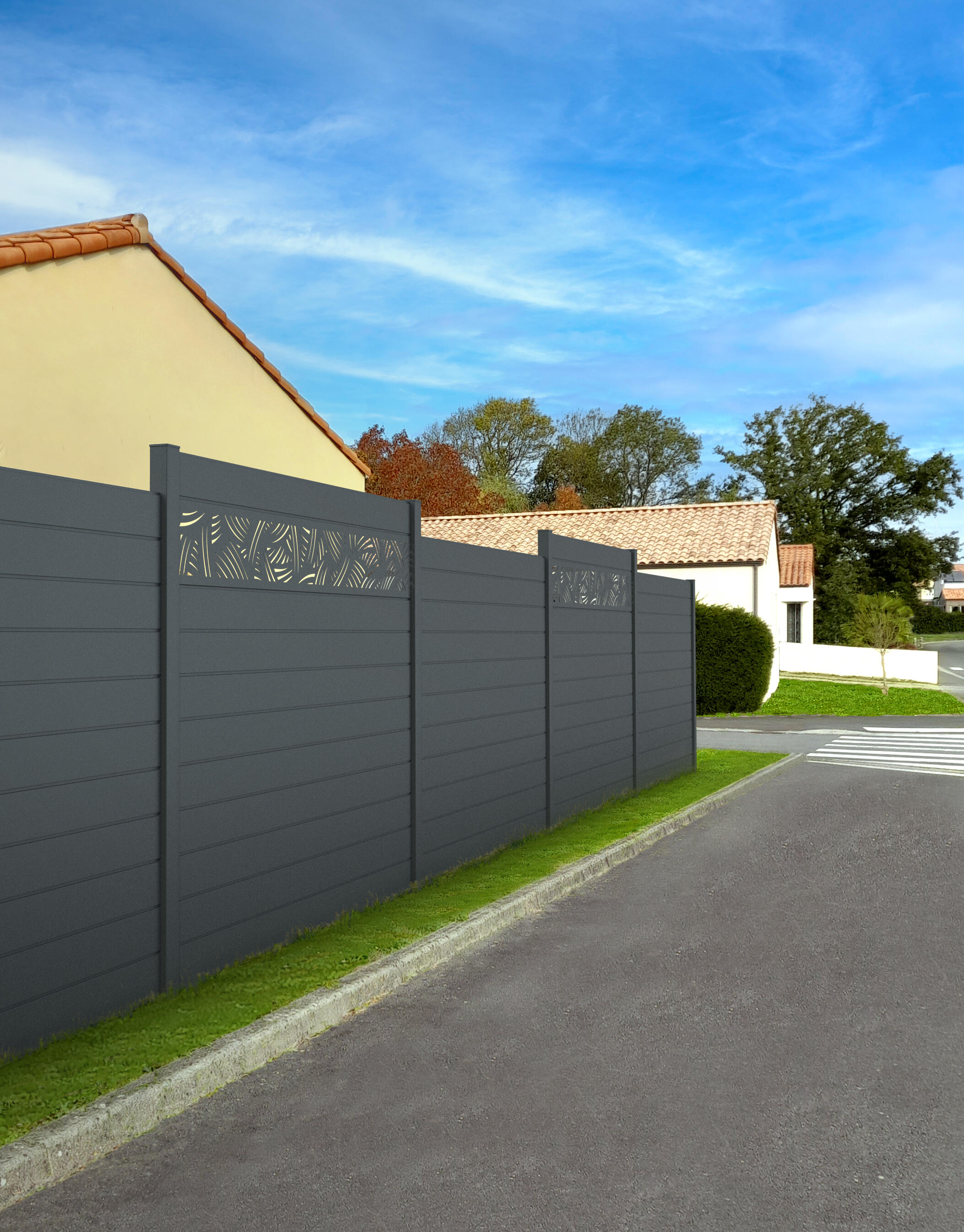 Lame décorative JUNGLE pour clôture CLOSIUM, Gris, l. 200 x H. 30 cm - 2