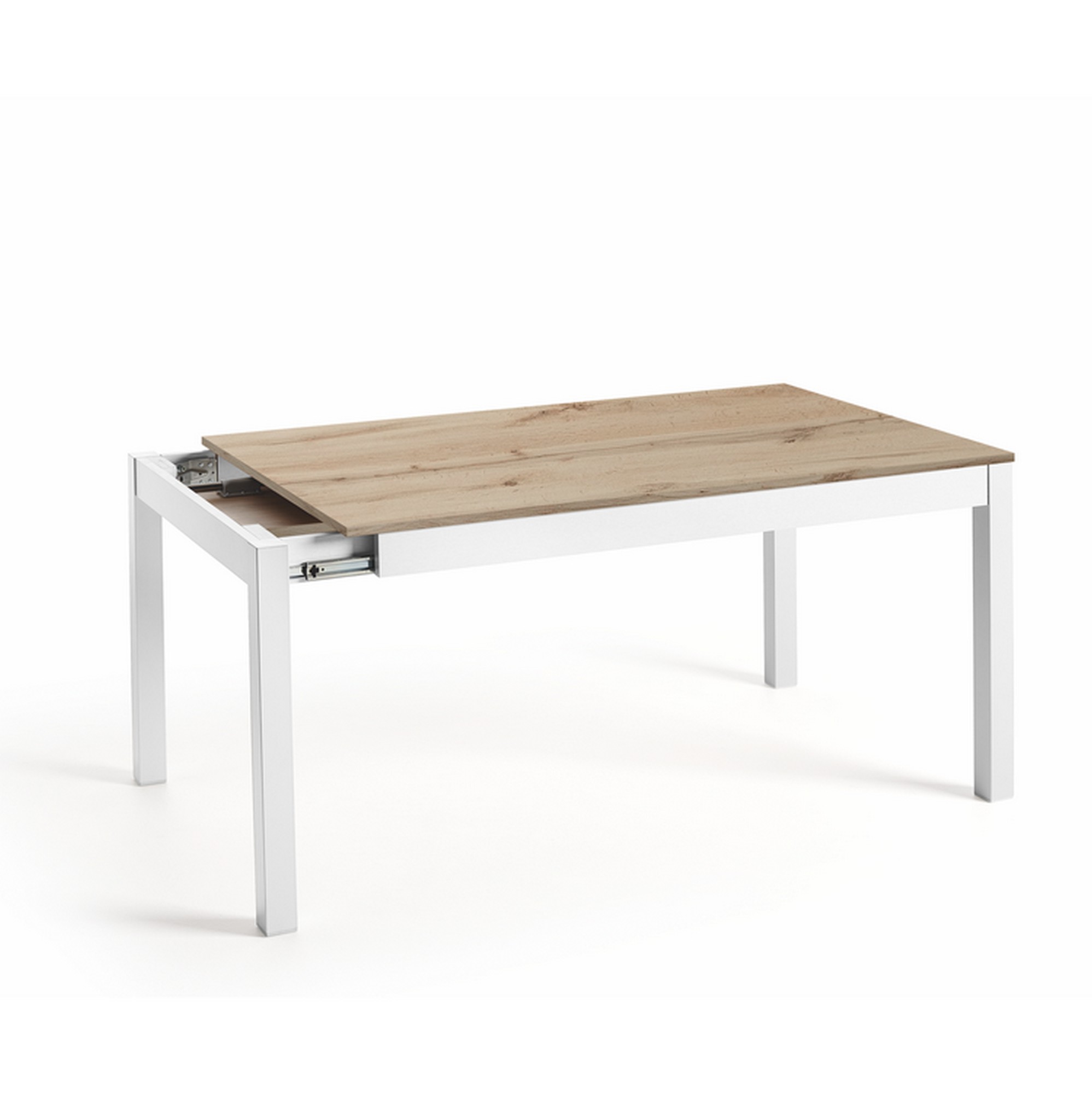 Mesa de cocina atenas en blanco y laminado roble hércules 120x80cm