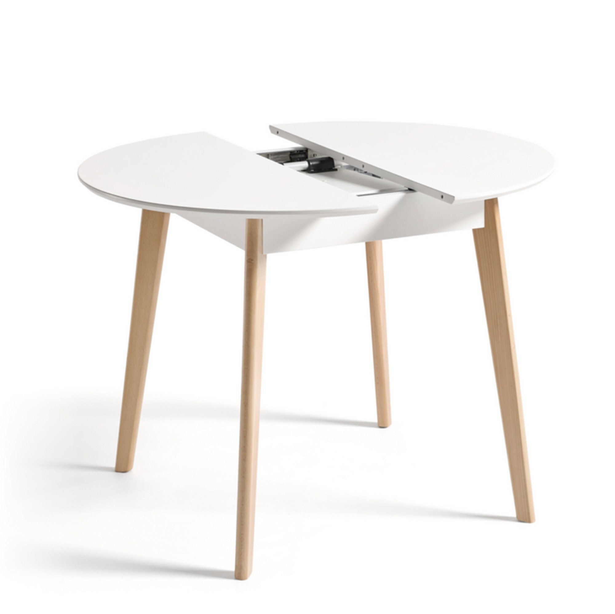Mesa de cocina ana redonda en laminado blanco natural de 90 cm
