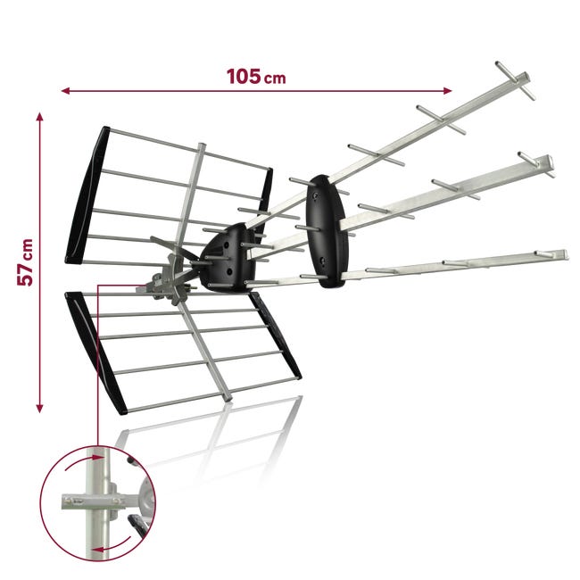 Antenne amplifiée extérieure pour TNT Grande réception du Signal Antenne amplifiée extérieure pour TNT Grande réception du Signal