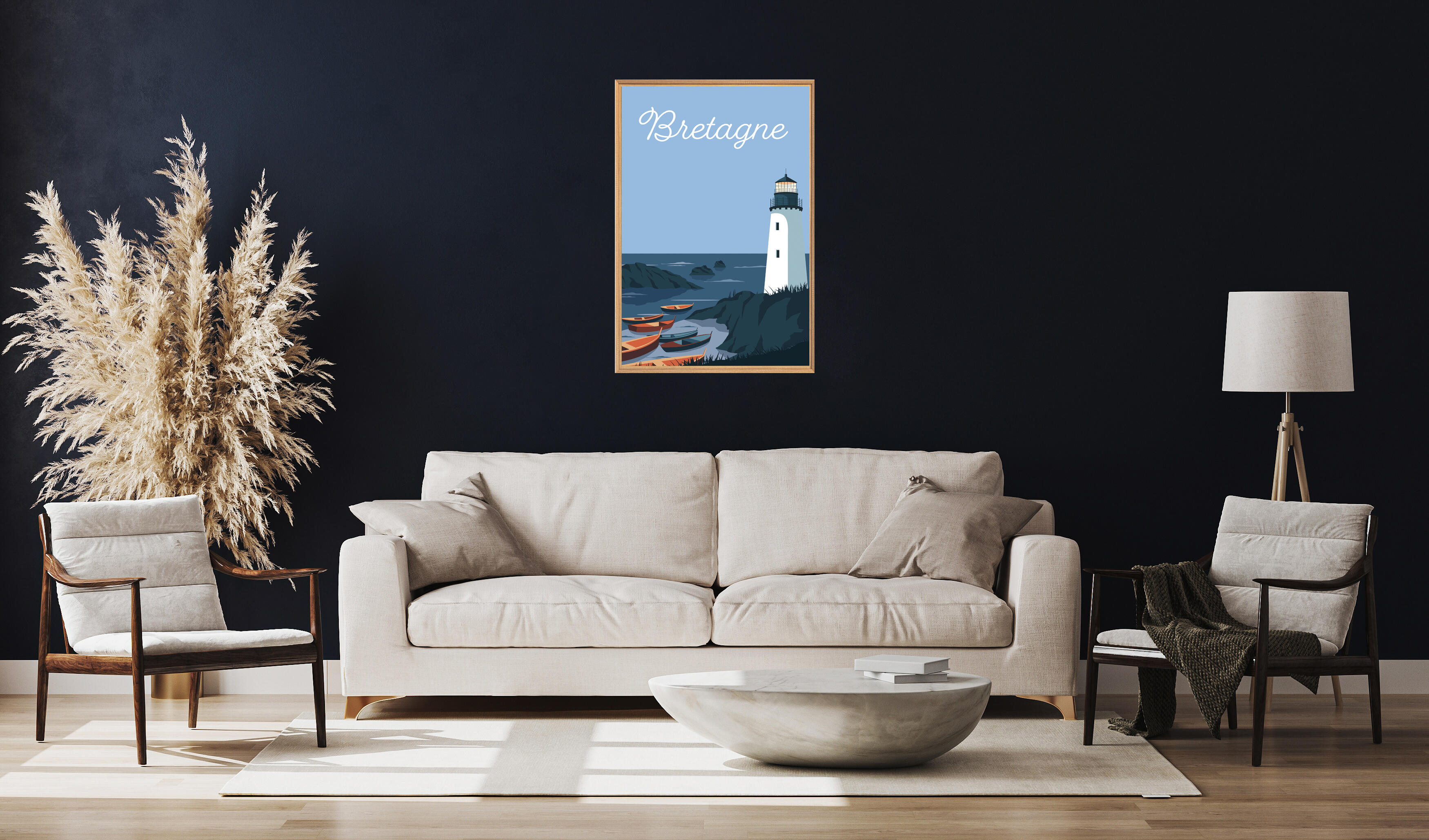 Affiche encadrée Phare breton CEANOTHE l.65 x H.97 cm - 2