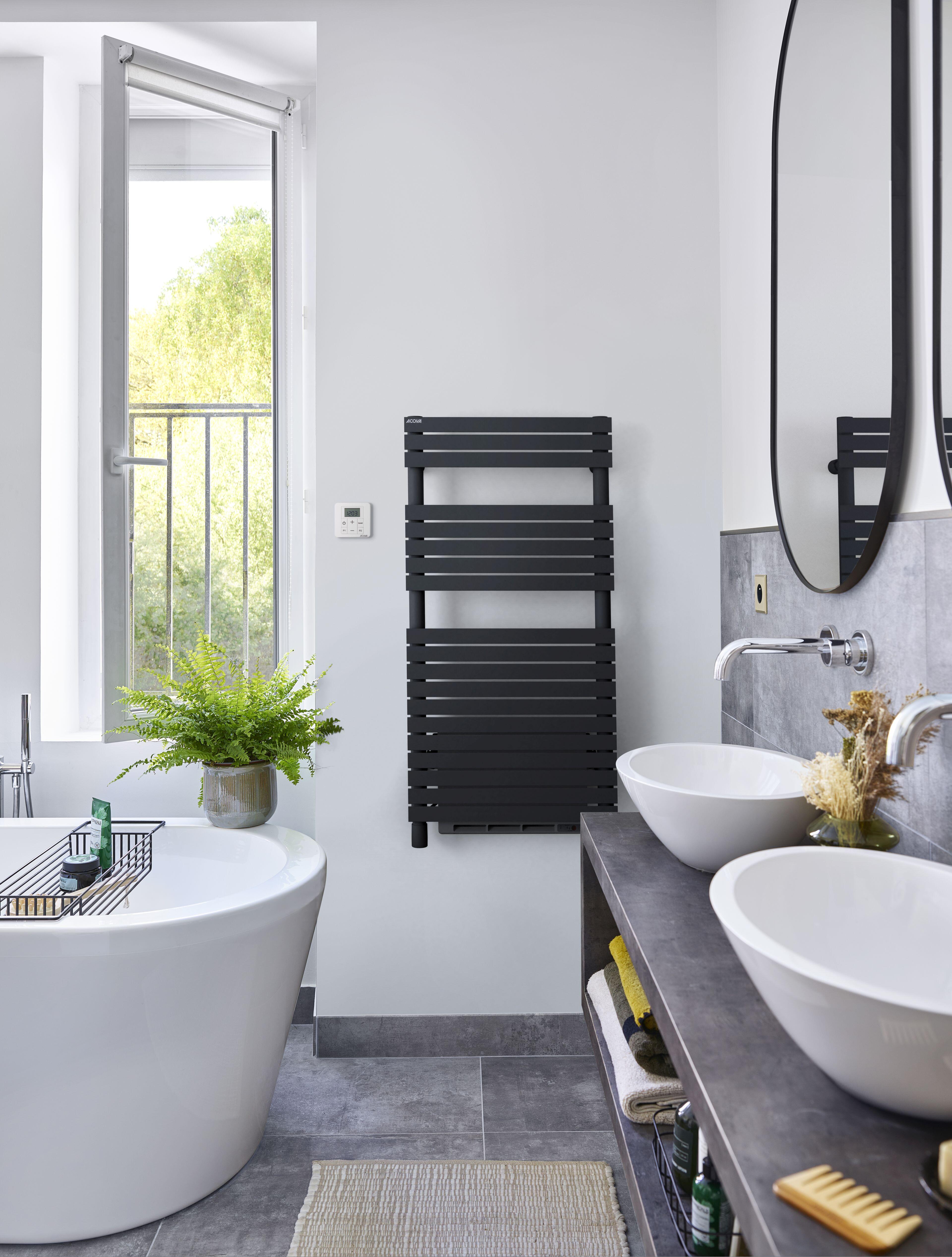 Sèche-serviettes électrique soufflant Ancélia ACOVA 500+1000W noir - 2