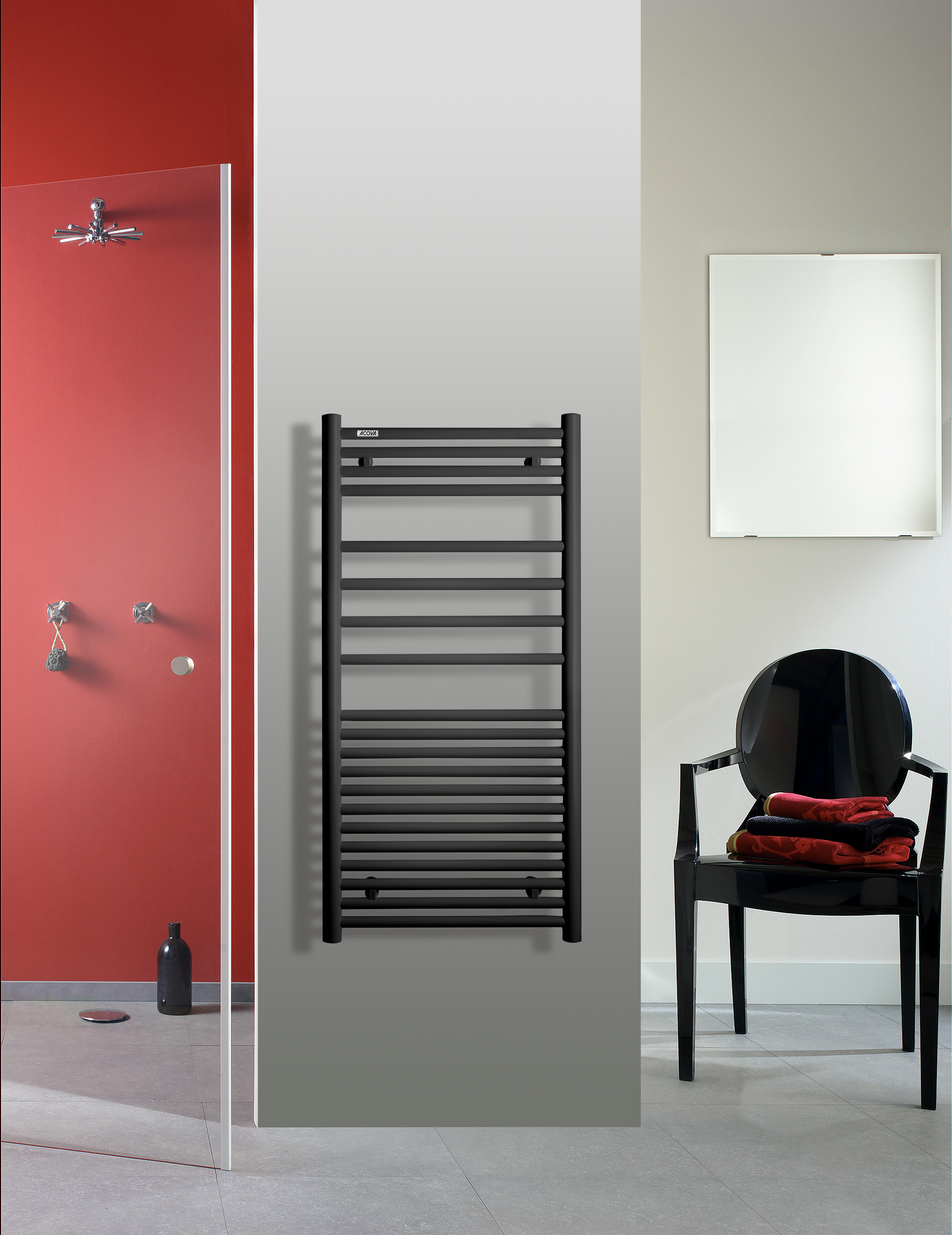Sèche-serviettes eau chaude Angora ACOVA, 460 W x l.50 cm noir - 2