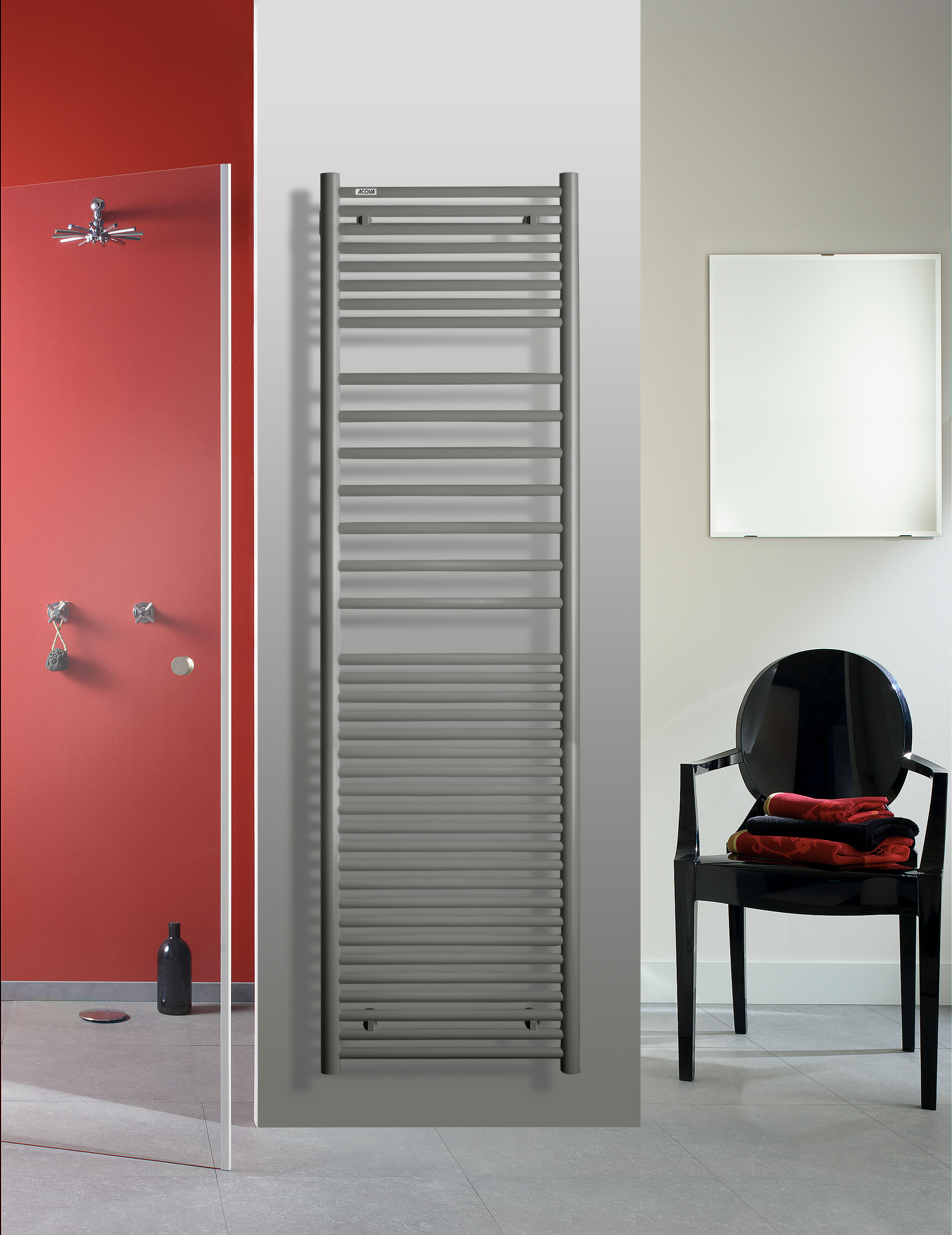 Sèche-serviettes eau chaude Angora ACOVA, 795 W x l.50 cm gris alu - 2