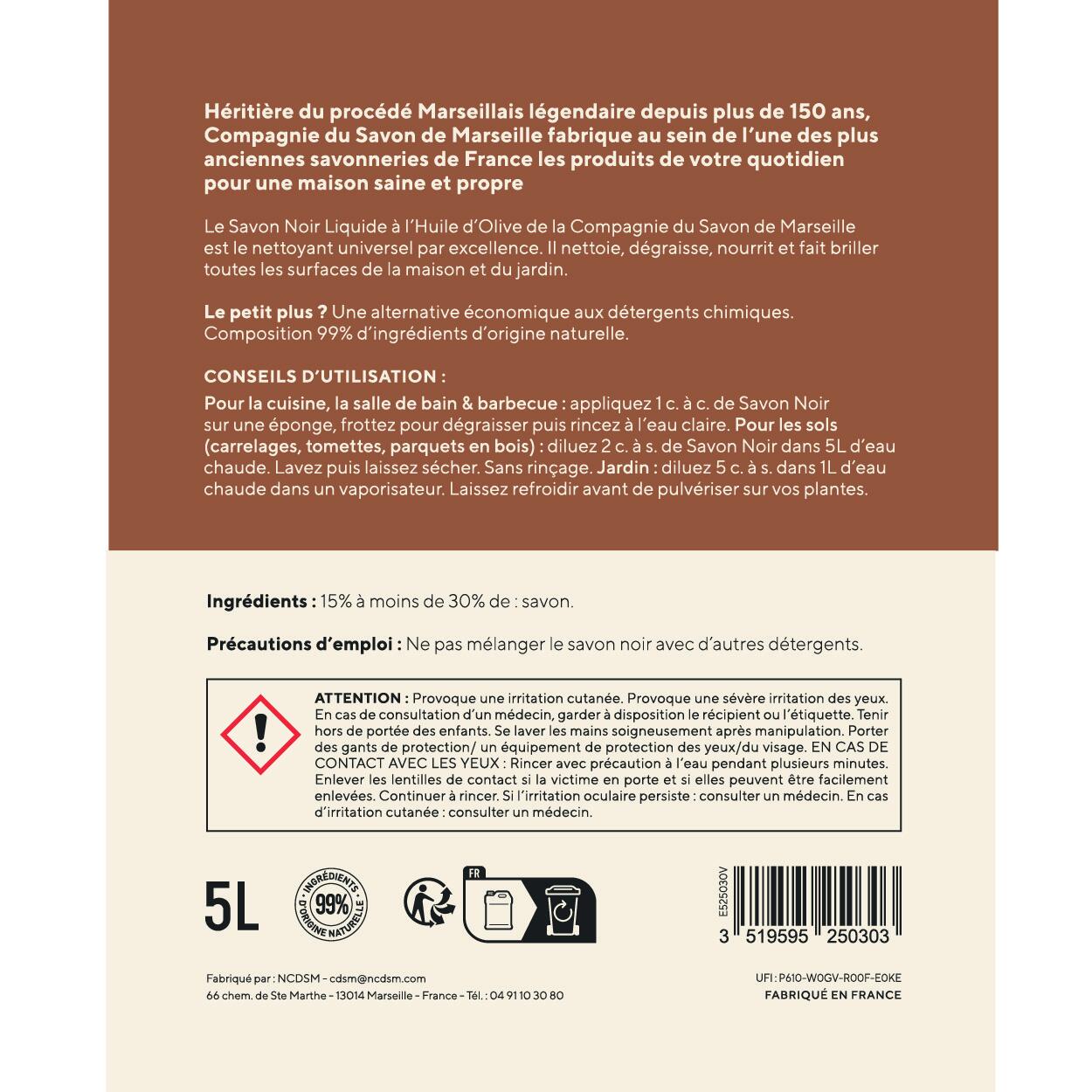 Savon Noir liquide multi-surface à l'huile d'olive 5L - 4
