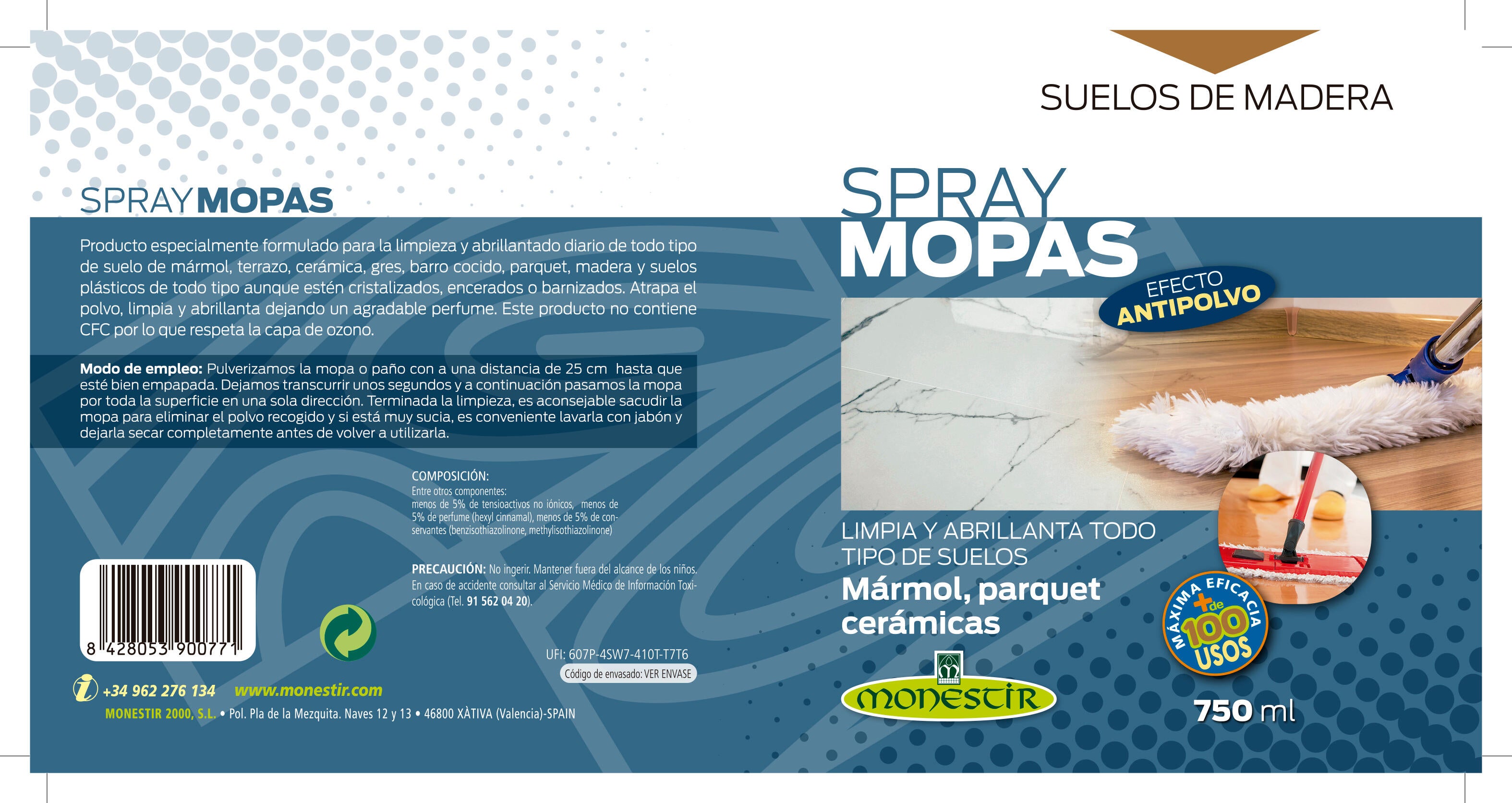 Spray mopa pulverizador MONESTIR 750ml - 4