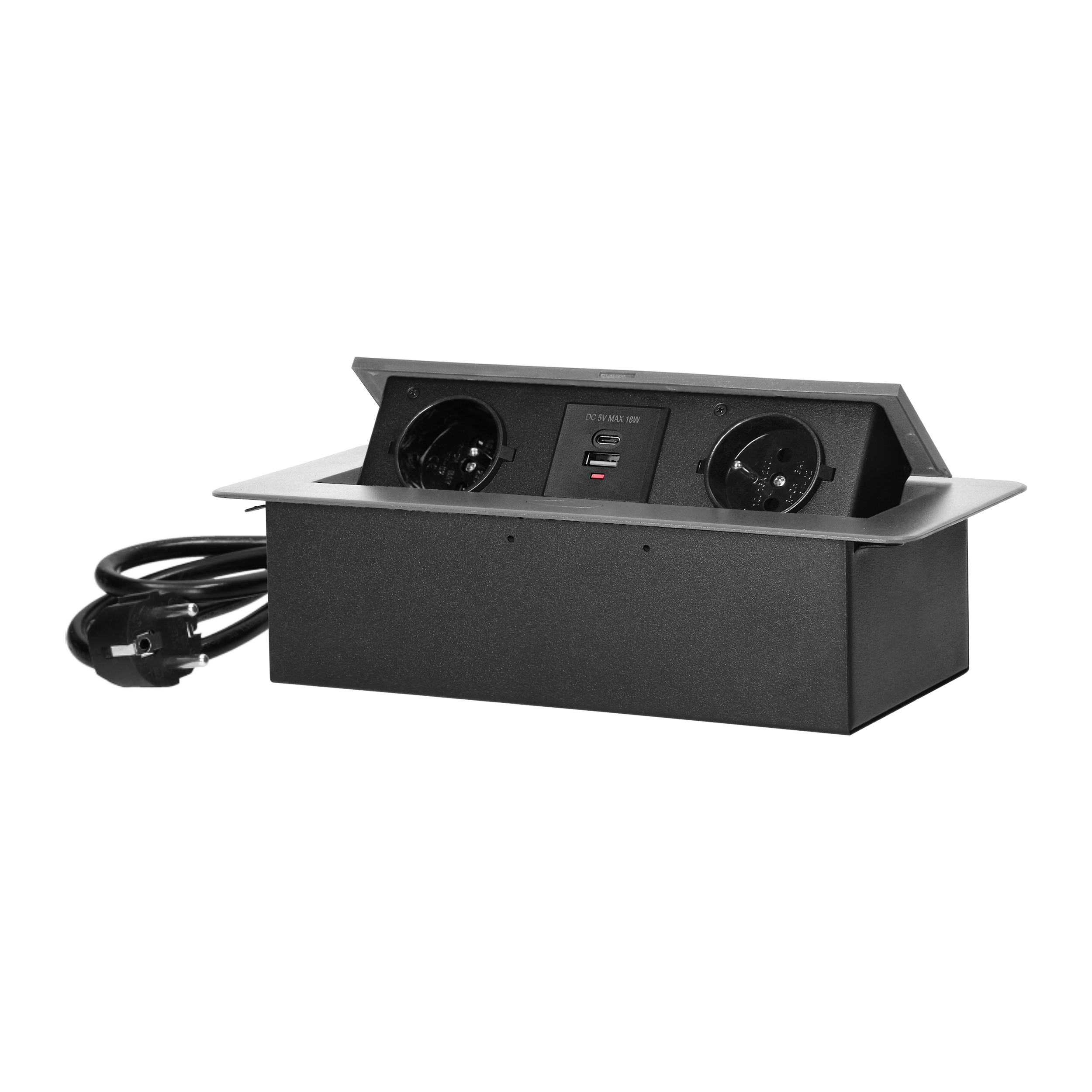 Przedłużacz podblatowy podwójny z 2 gniazdami USB Srebrny OR-GM-9035/G ORNO