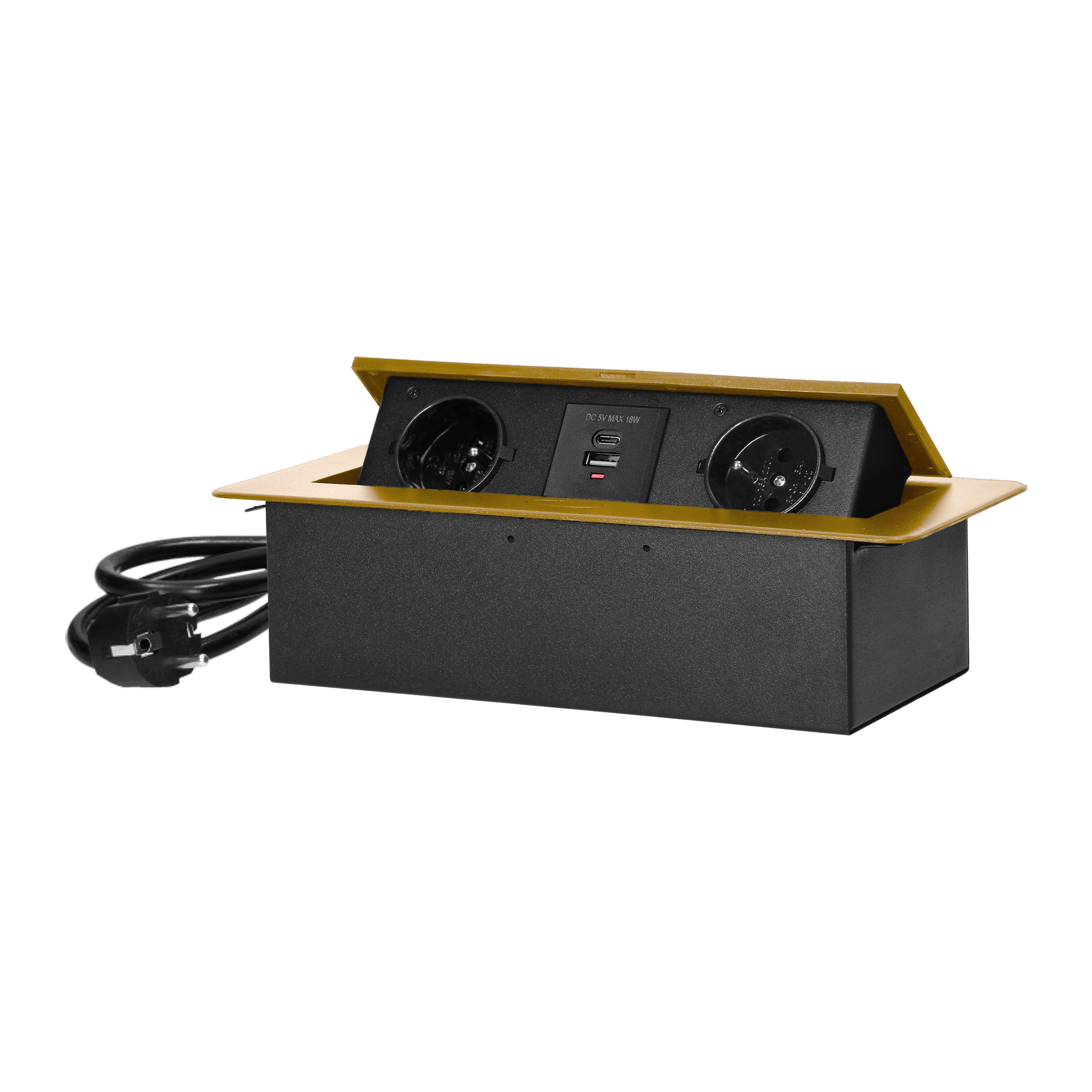 Przedłużacz podblatowy podwójny z 2 gniazdami USB Złoty OR-GM-9035/C ORNO