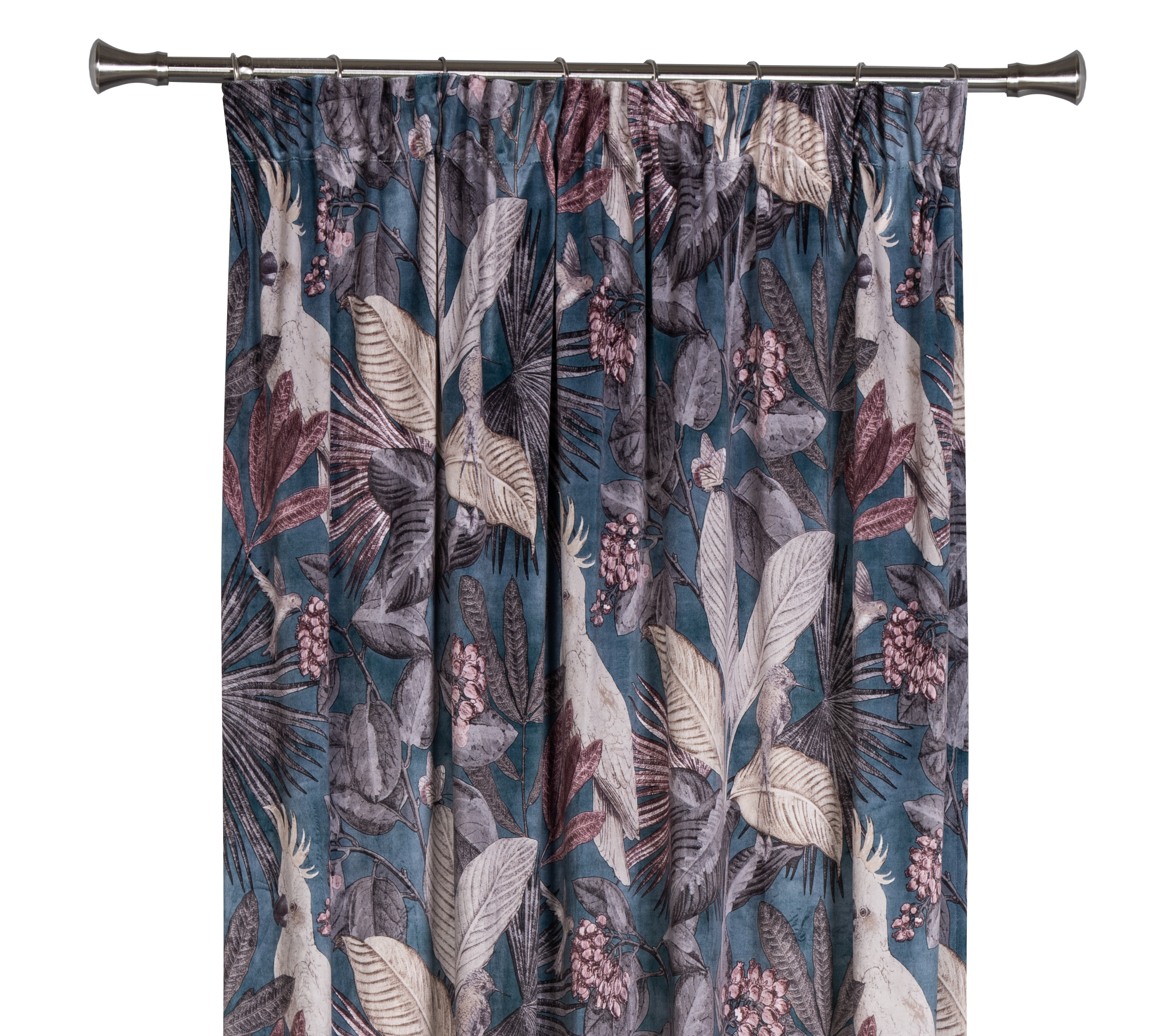 Zasłona Parrot niebieska 140 x 260 cm na taśmie - 3