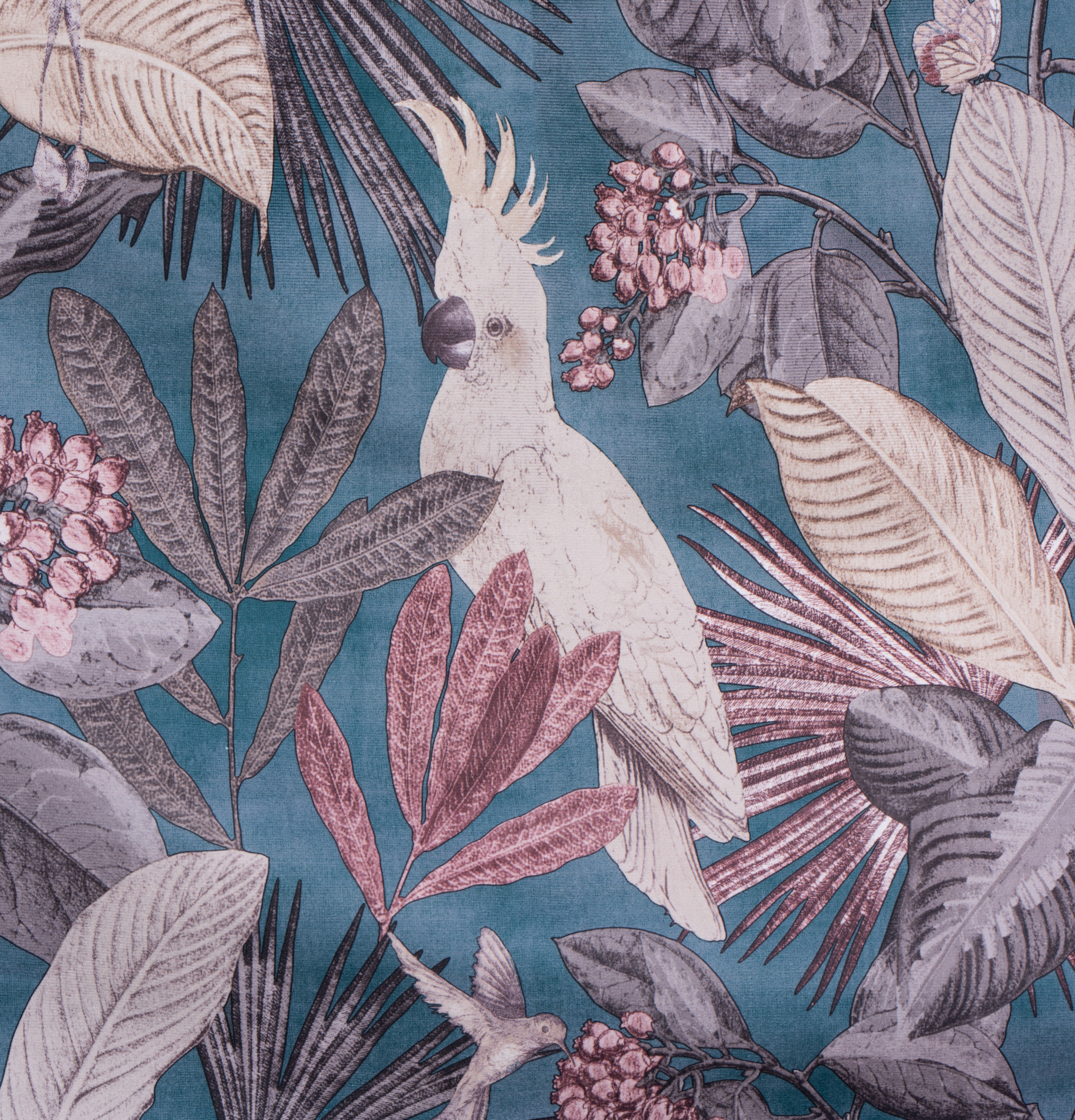 Zasłona Parrot niebieska 140 x 260 cm na taśmie - 4