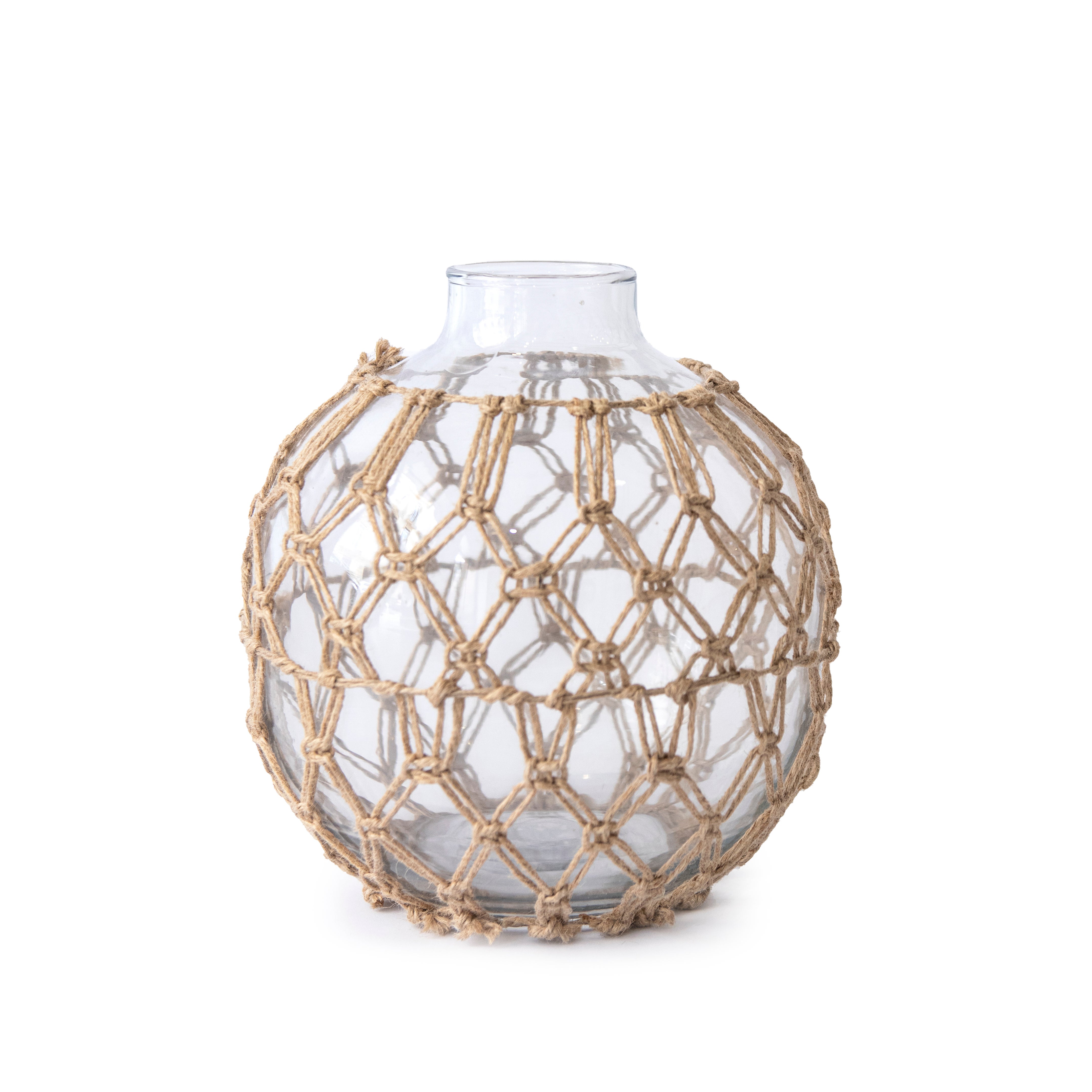 Jarrón redondo de cristal marrón 18 cm