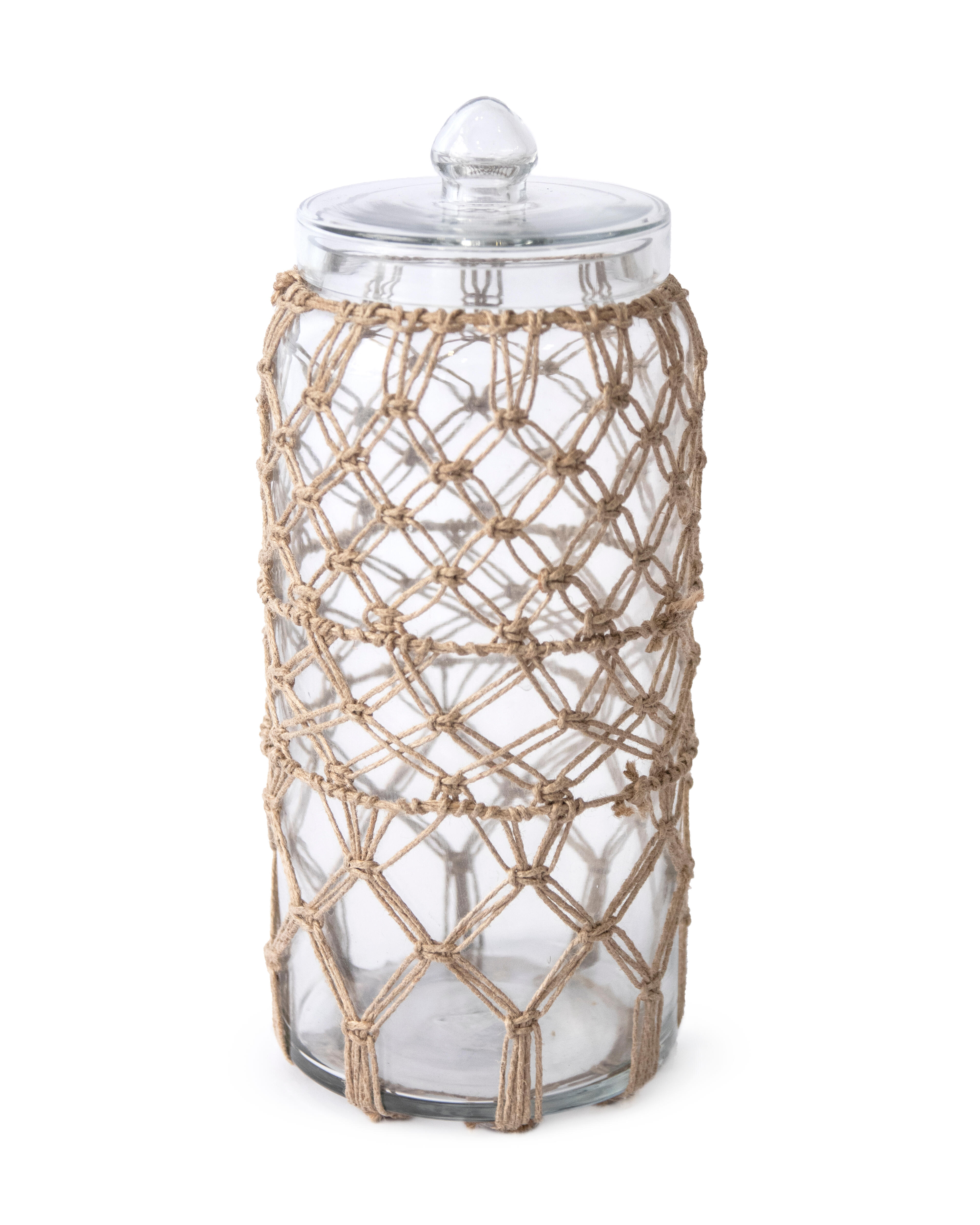 Bote de cristal algodonero marrón 30 cm