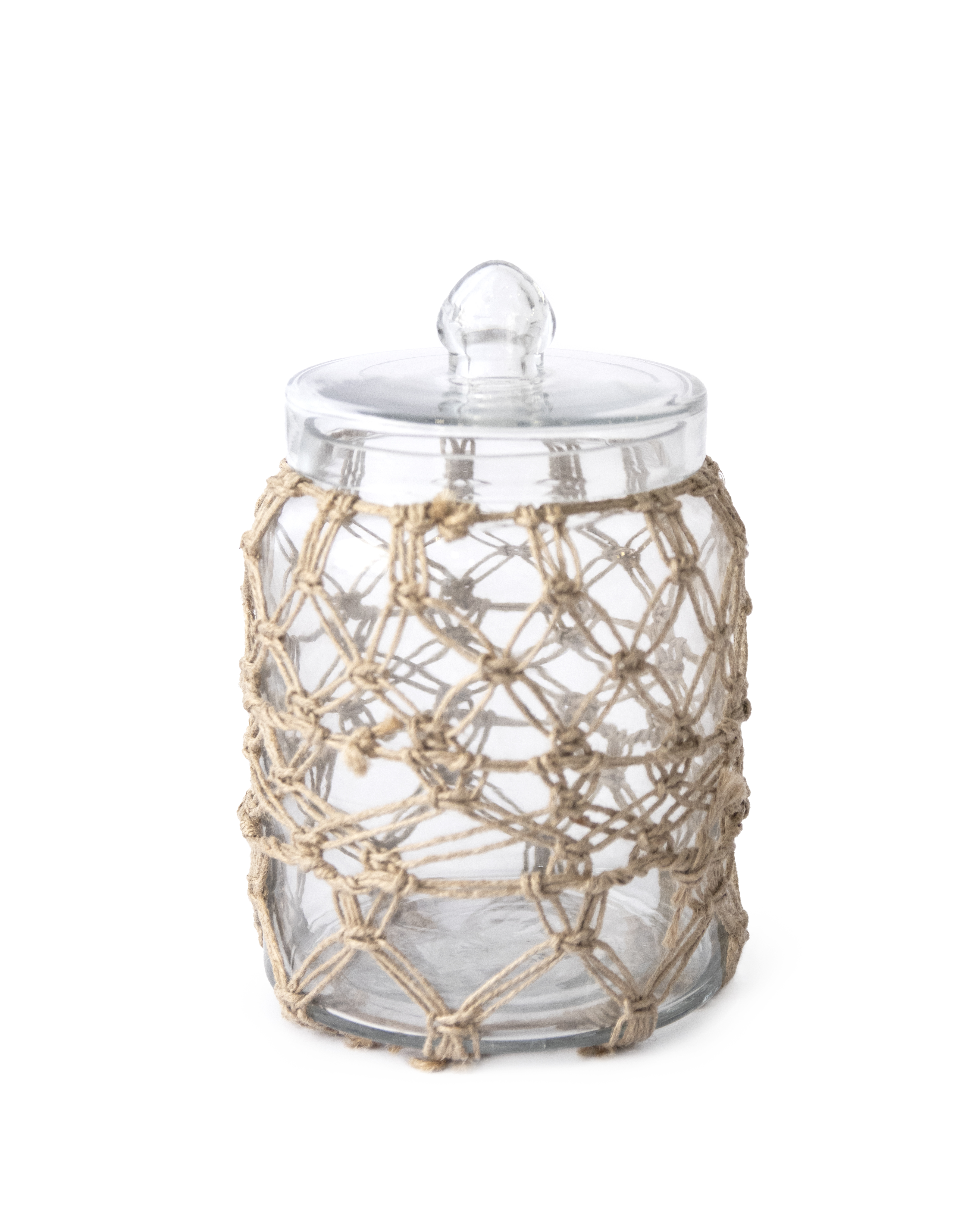 Bote de cristal algodonero marrón 20 cm