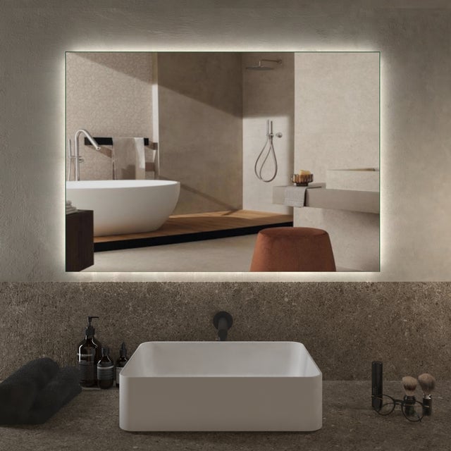 Specchio Ambient con illuminazione integrata bagno rettangolare L 100 x H 70 x P 2.5 cm