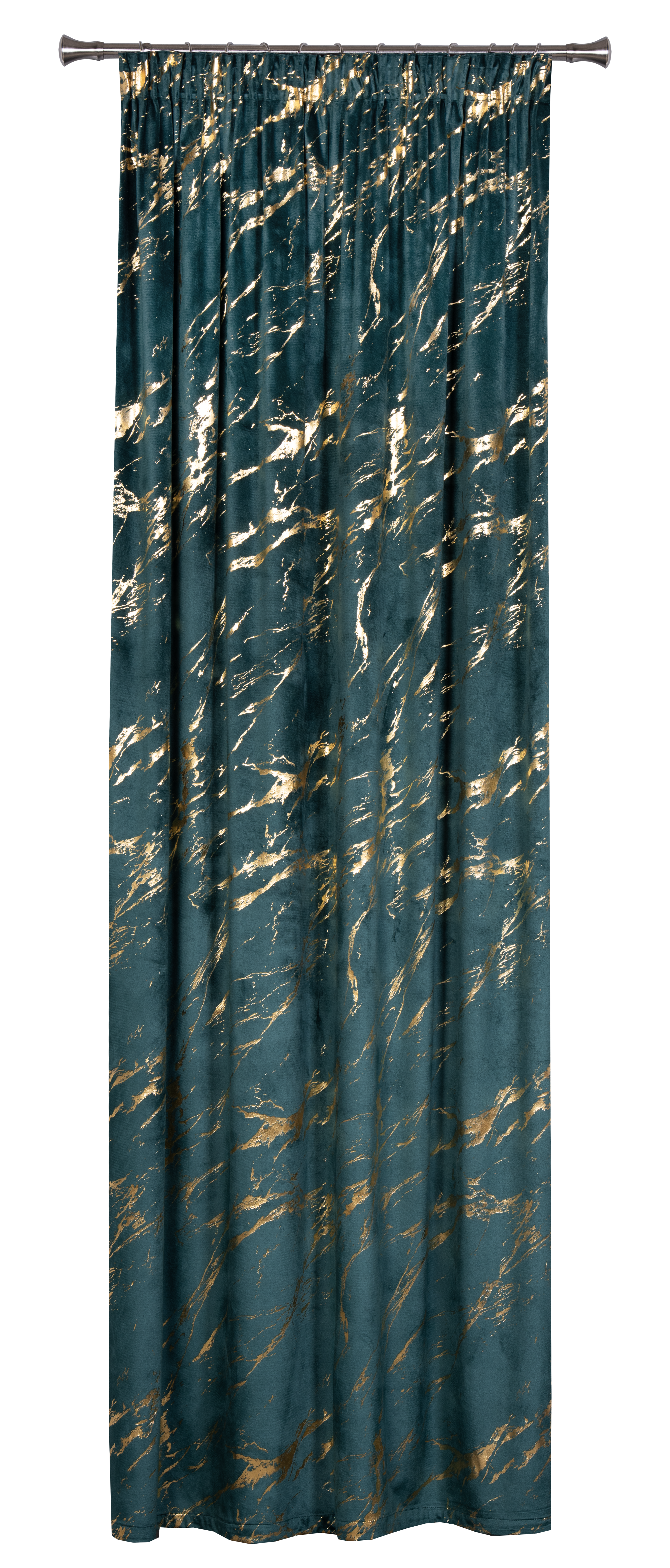 Zasłona Storm zielono-złota 140 x 260 cm na taśmie