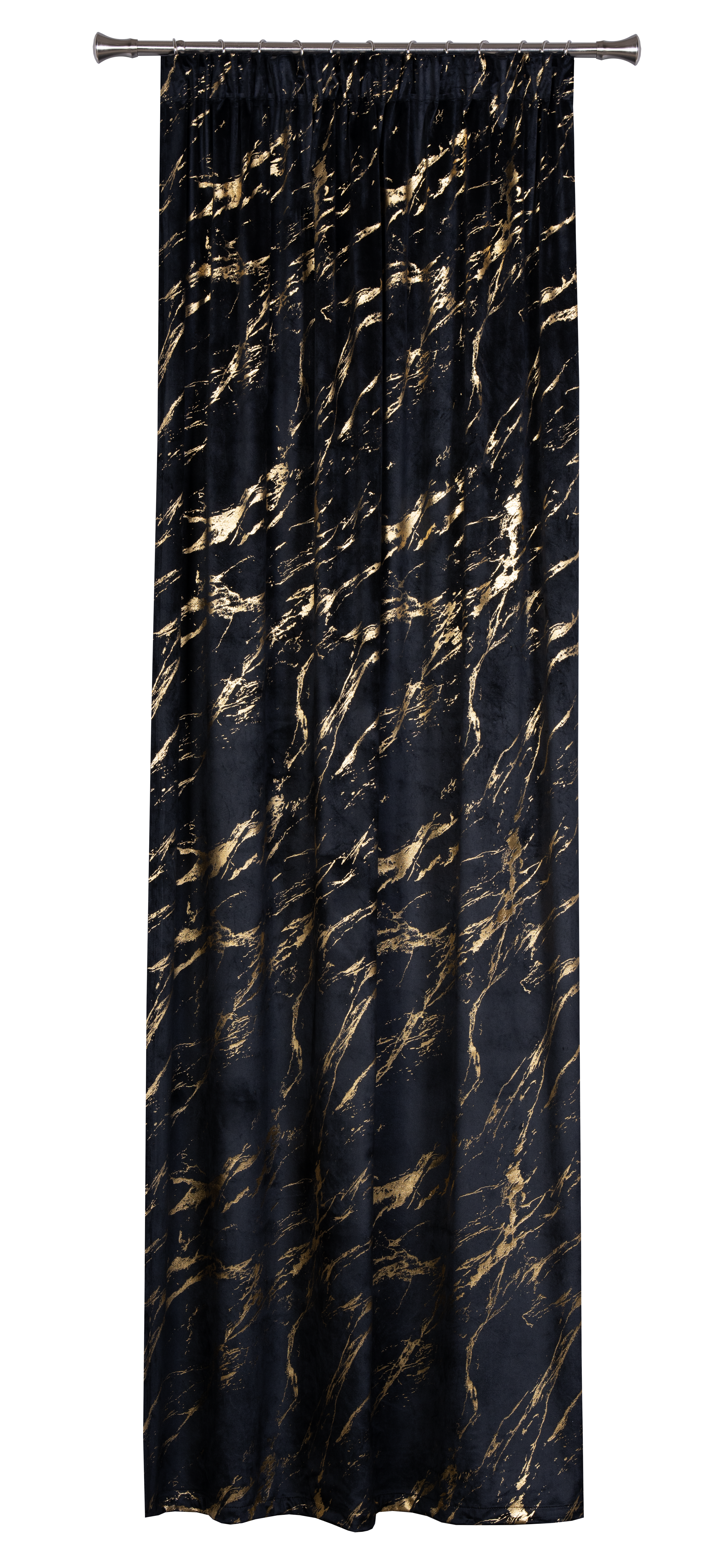 Zasłona Storm czarno-złota 140 x 260 cm na taśmie
