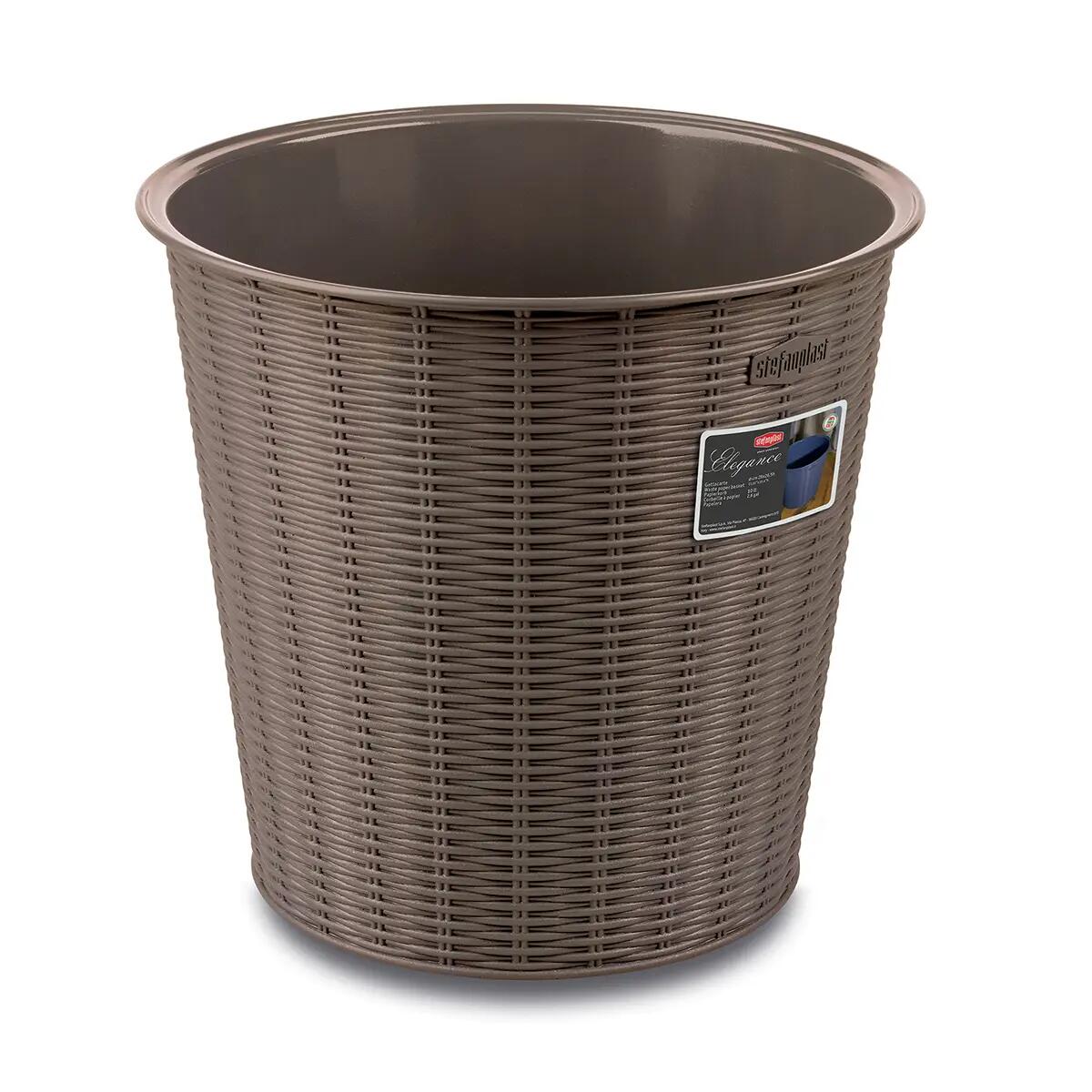 Stefanplast Portavaso Natural 24 Tortora - Rattan In Plastica - Dimensioni 24x24x22 Cm - Colore Grigio