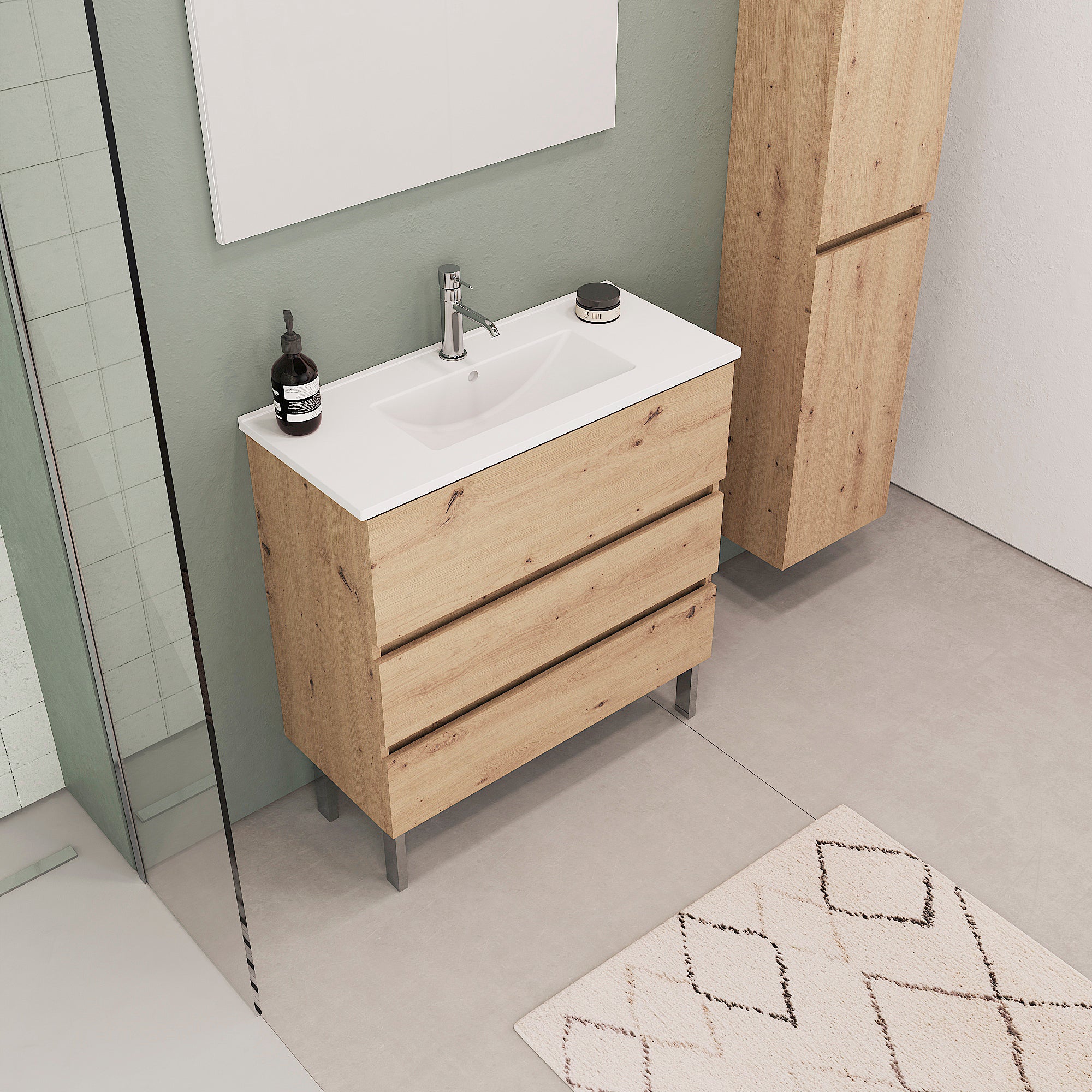 Móvel de casa de banho 60x36x84 cm carvalho Brest - 2